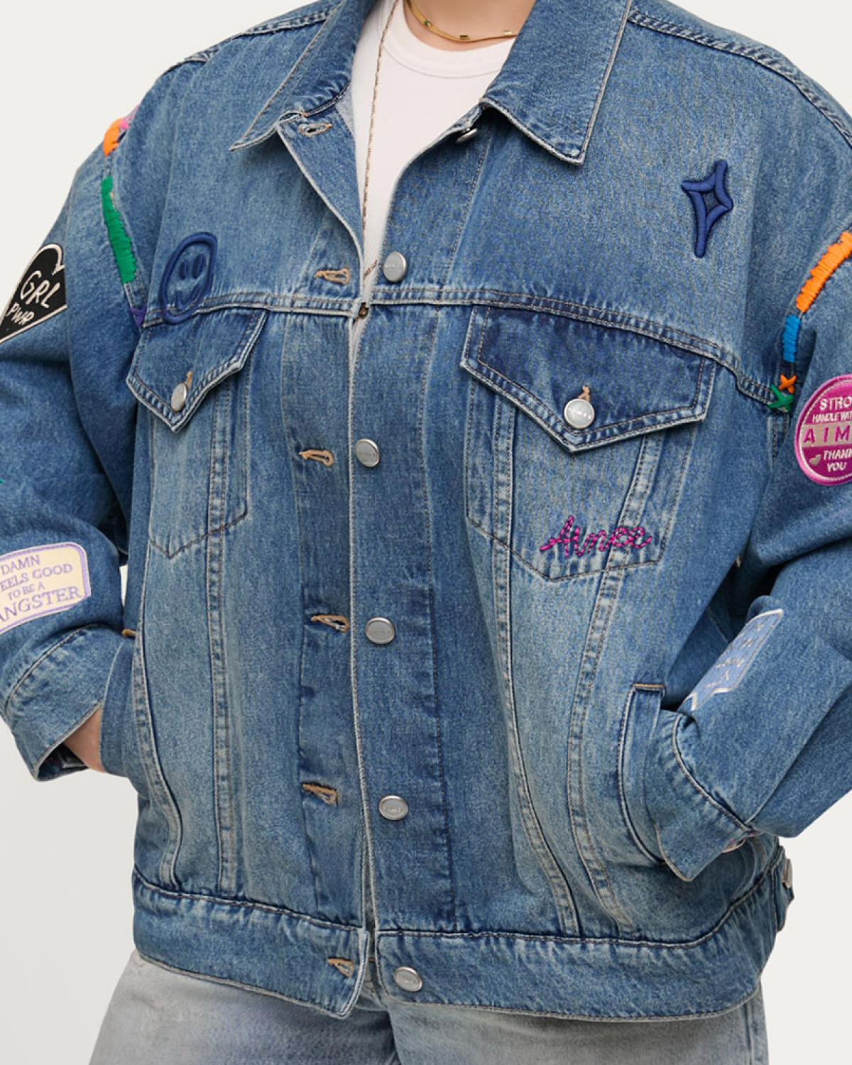 Cool To Be Kind Embroidered Denim Jacket