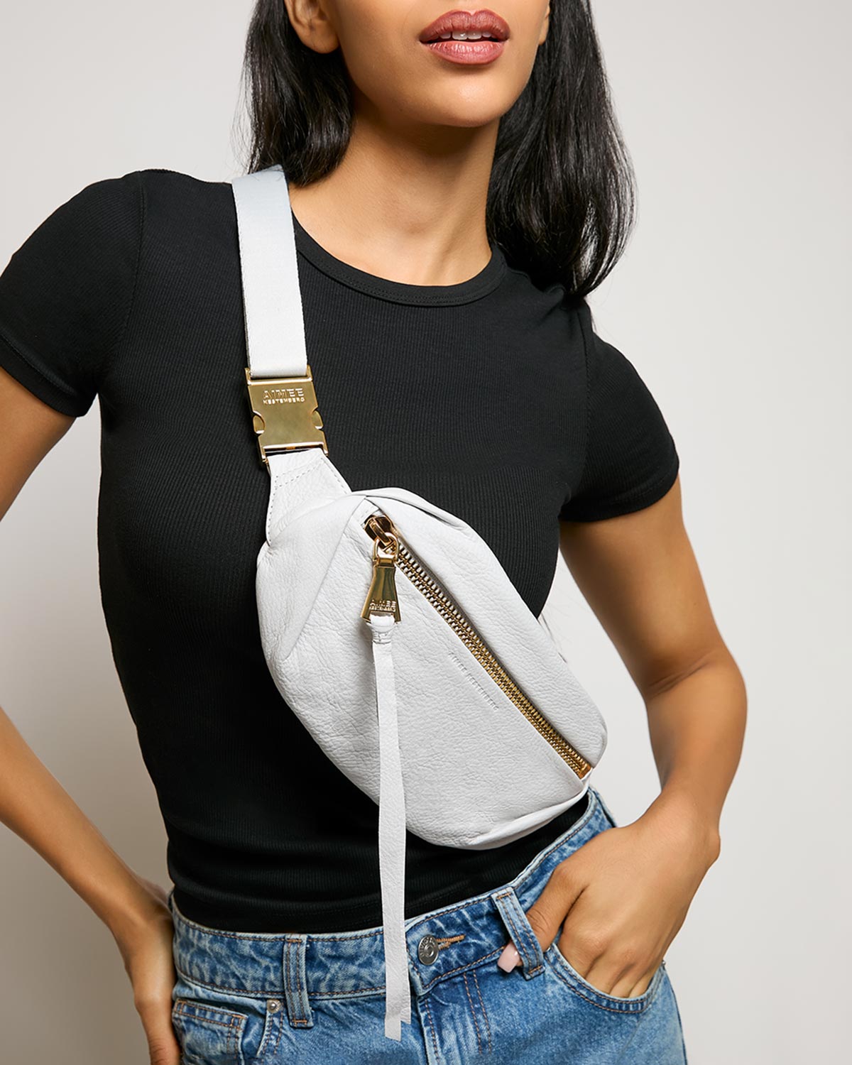 Aimee Kestenberg Milan Black Leather Belt Bag Excellent Condition Black Milan Bum Bag Designer Leather Handbag For Women  main image 2