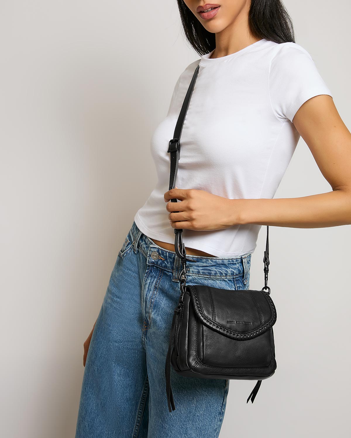 Black All For Love Mini Crossbody Designer Leather Handbag For