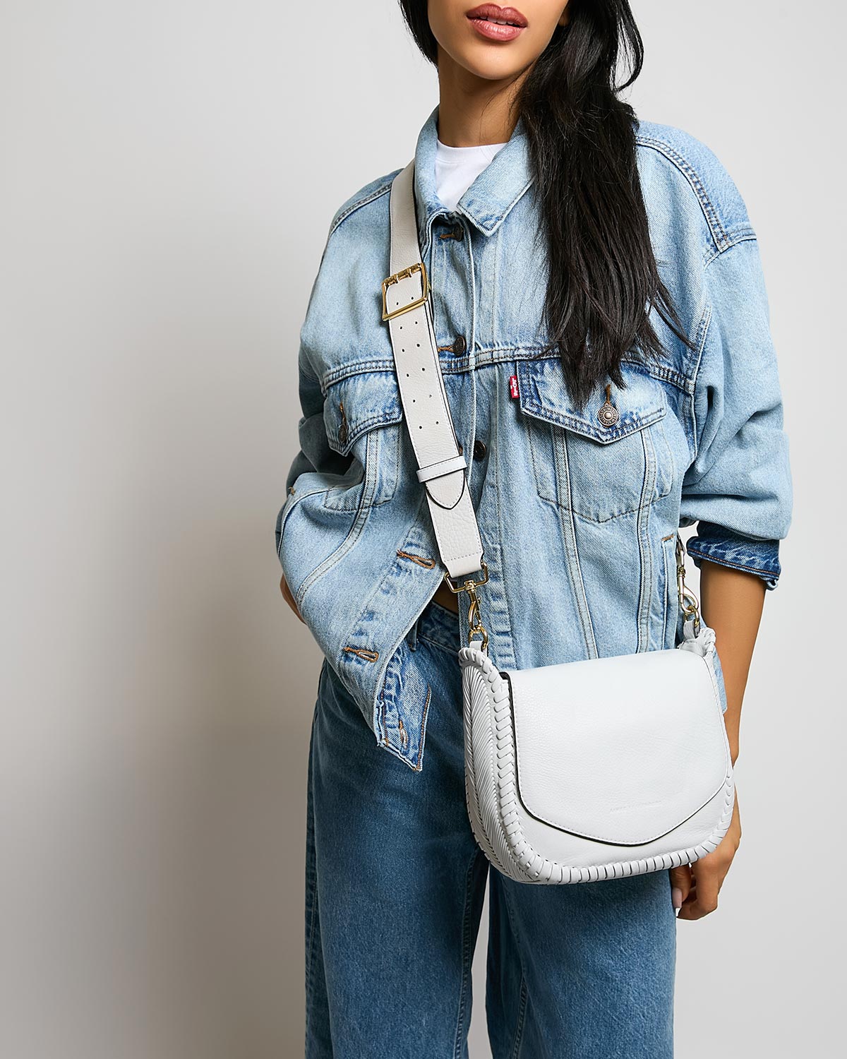 Aimee Kestenberg All For Love Saddle Crossbody Bag - Small Leather Purse, Adjustable Strap, Cloud Color