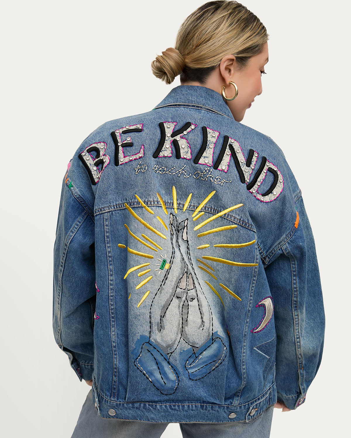 Cool To Be Kind Embroidered Denim Jacket
