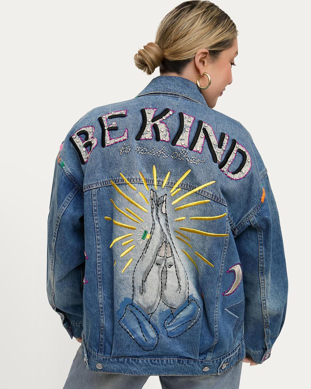 Cool To Be Kind Embroidered Denim Jacket