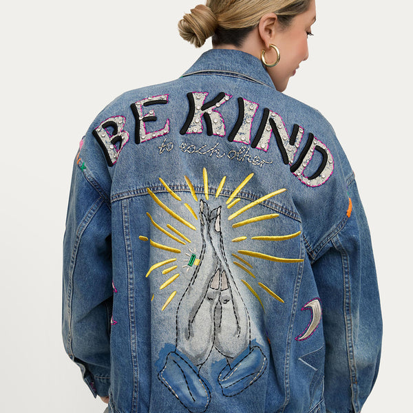 未使用 DIANTE EMBROIDERY DAMAGE DENIM BLUE Embroidery damage denim