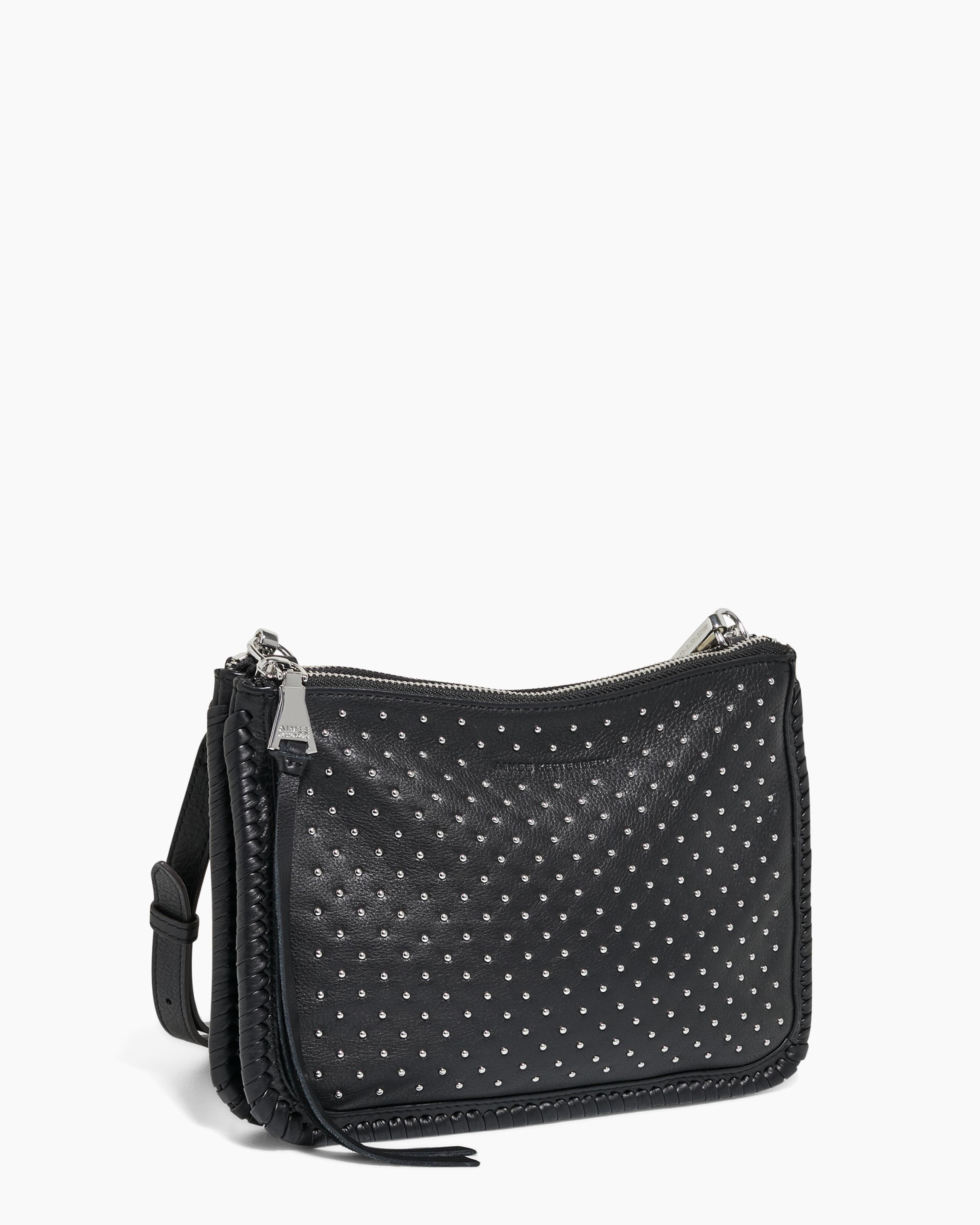Black Famous Double Top Zip Crossbody Designer Leather  display picture 3
