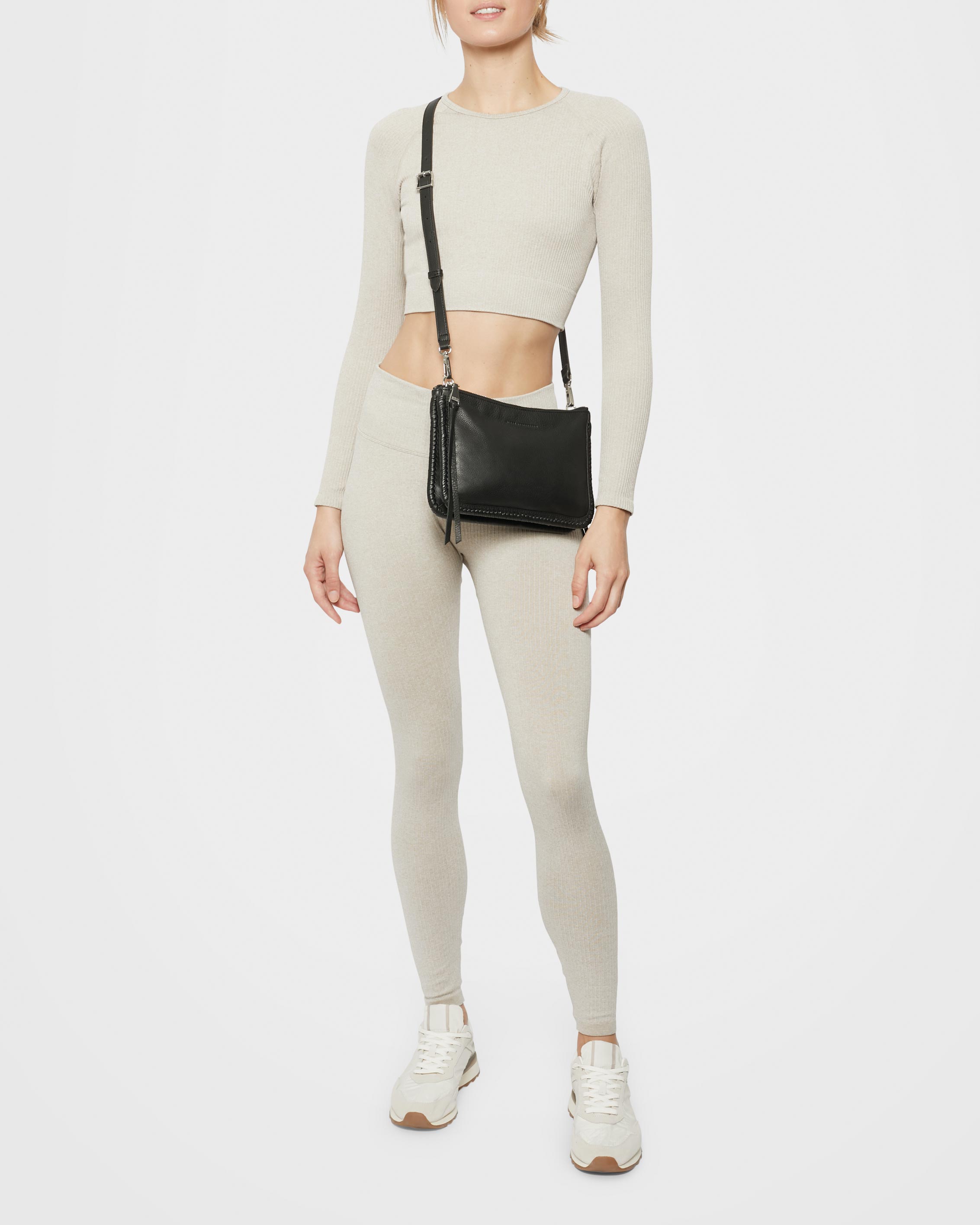 Top Zip Crossbody Black with Silver | Aimee Kestenberg – A I M E E