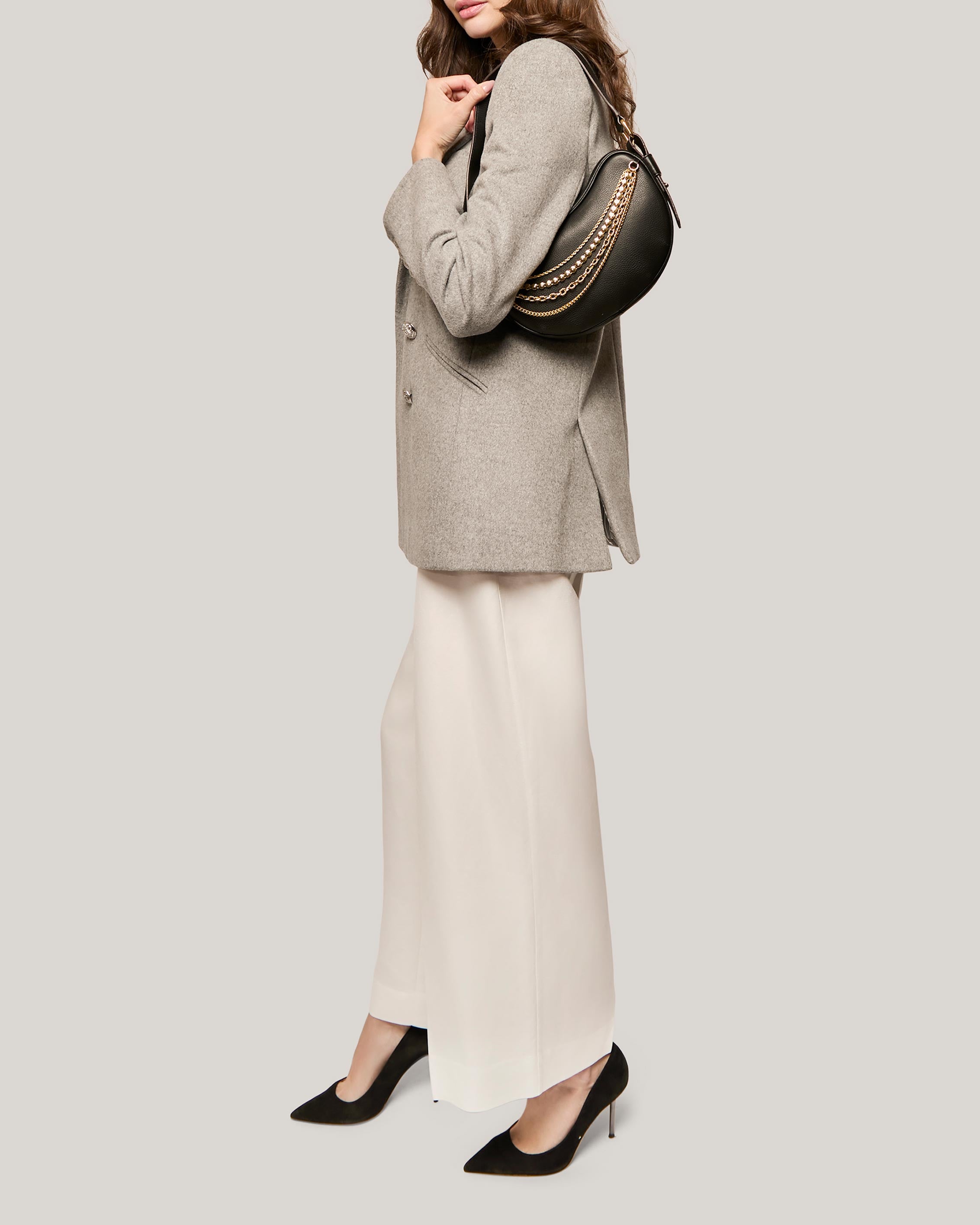 Black AK X EP Shoulder Bag Designer Leather Handbag For Women