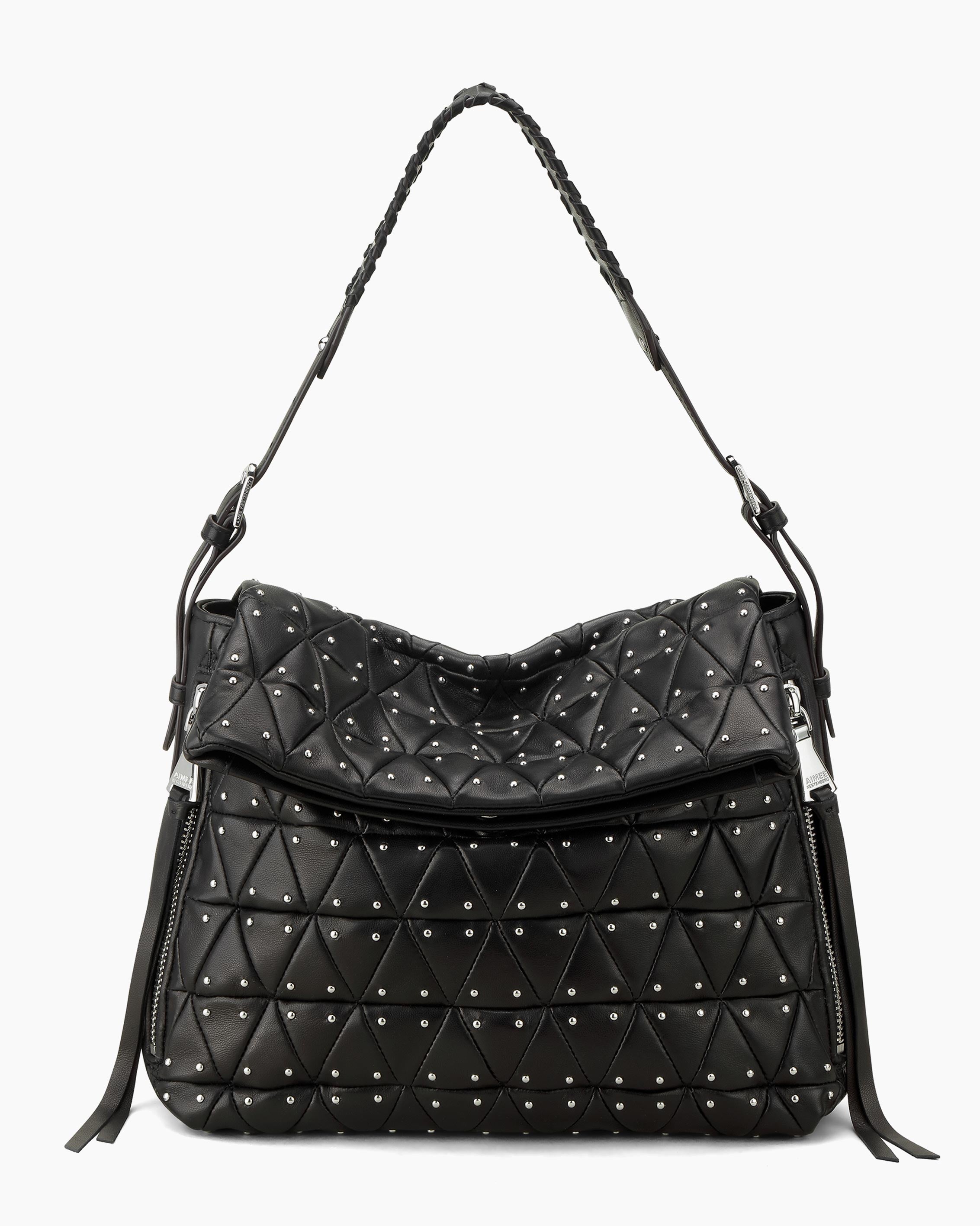 Aimee Kestenberg Bali Double Entry Leather Hobo Bag Black