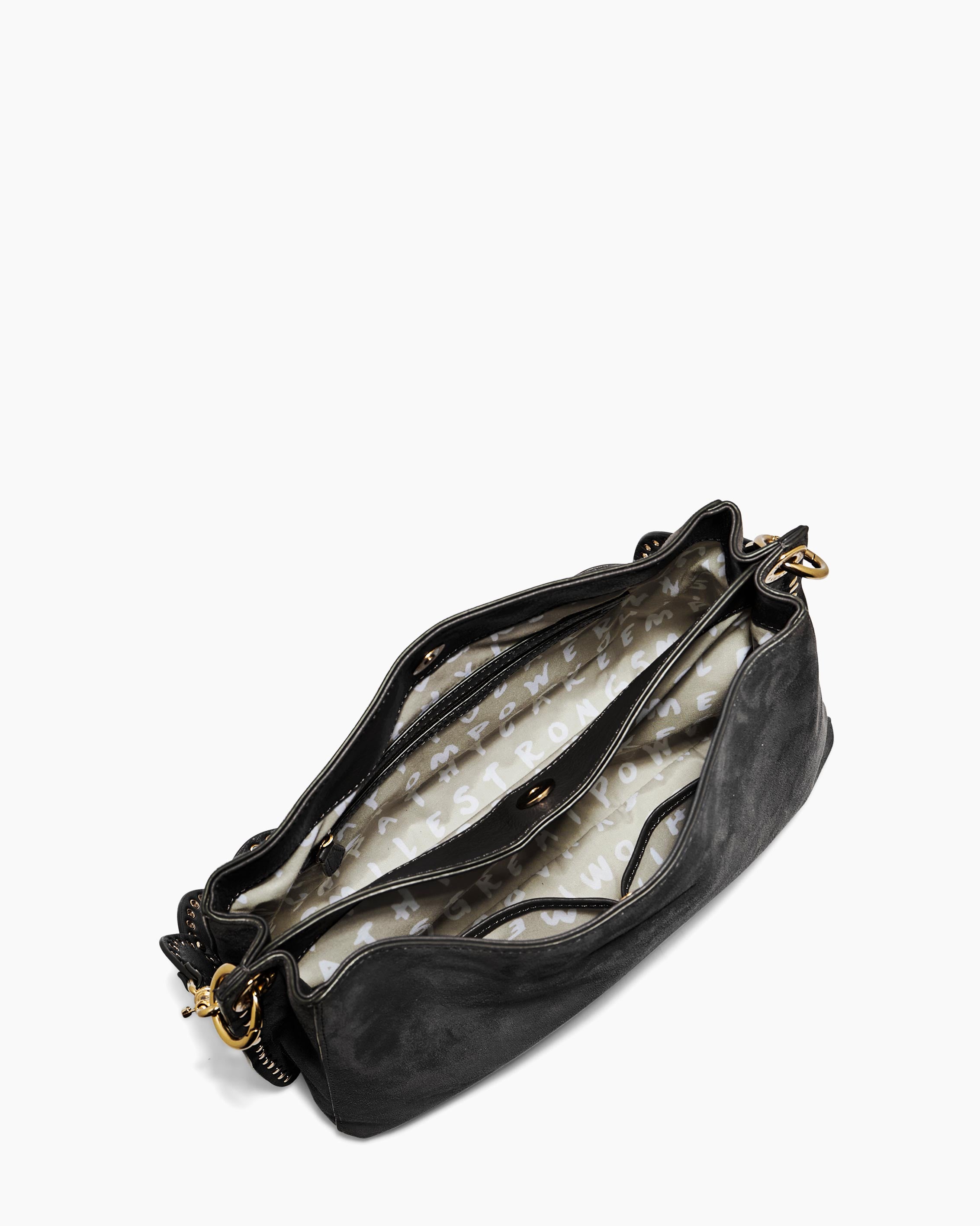 Black Roma Double Entry Shoulder Designer Leather Handbag For