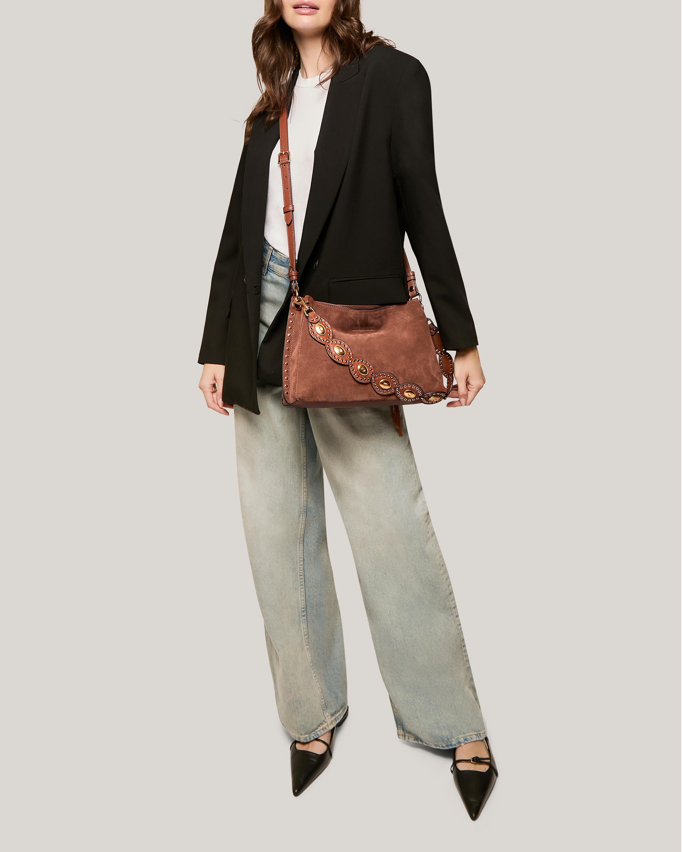 Nutshell Roma Double Entry Shoulder Designer Leather Handbag For