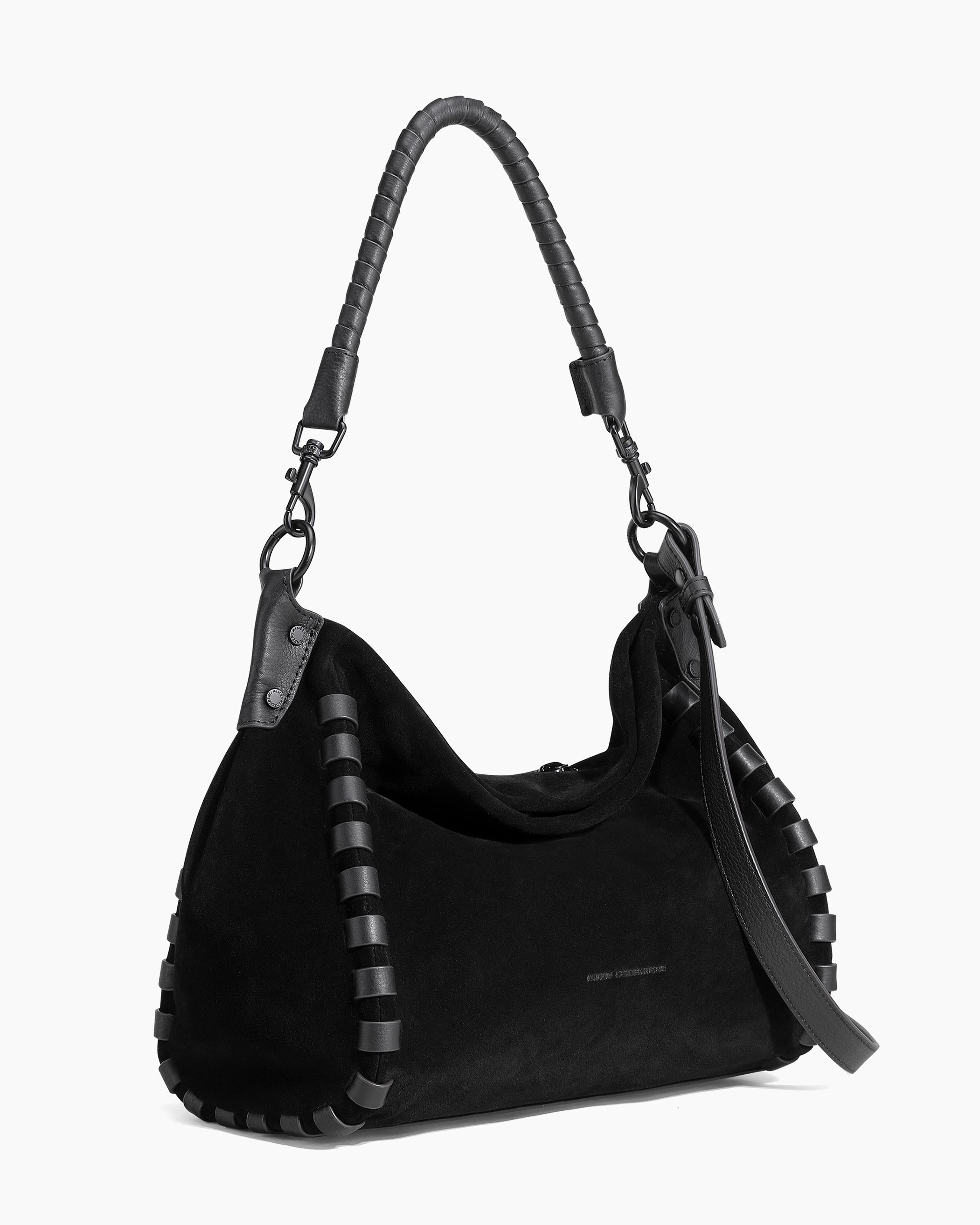 Black Zen Hobo Designer Leather Handbag For Women | AIMEE by Aimee
