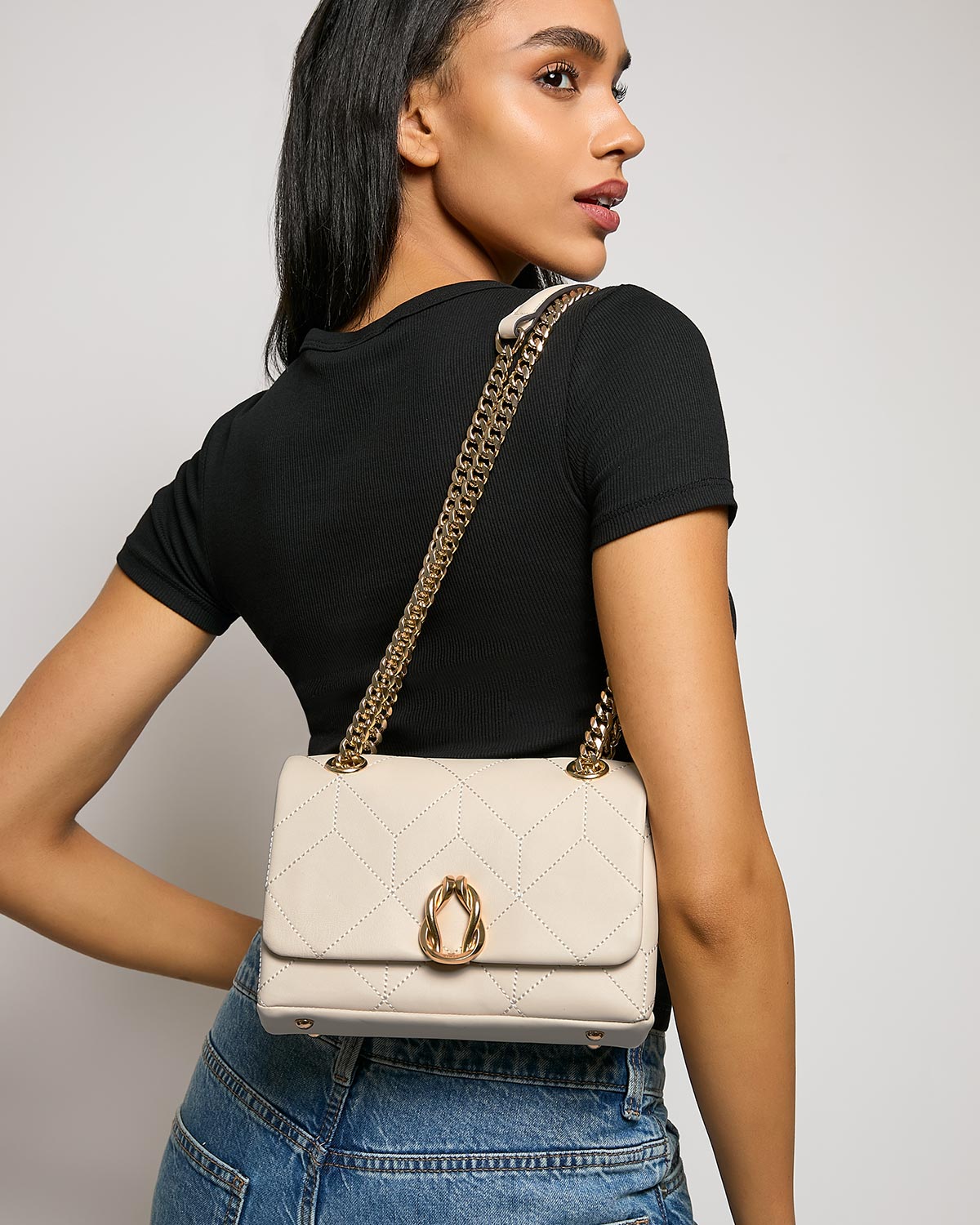 Chalk Unity Small Shoulder Designer Leather Handbag For Women