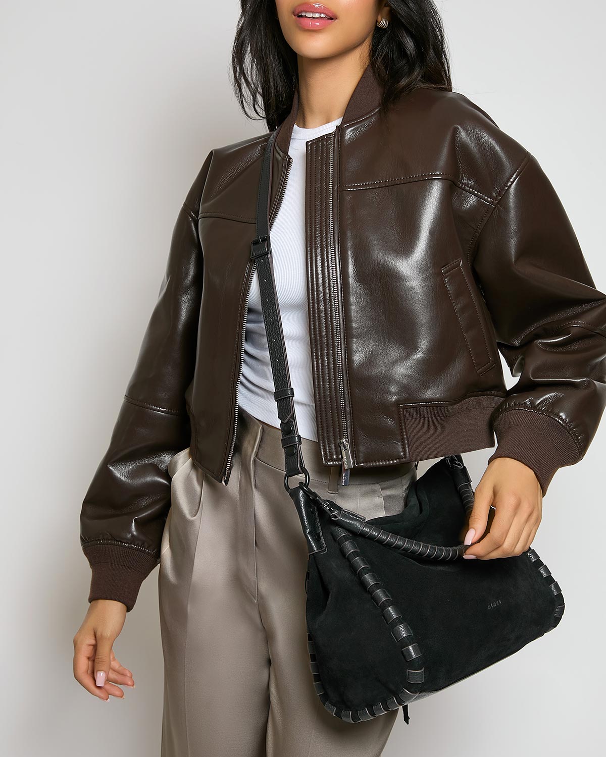 Black Zen Hobo Designer Leather Handbag For Women | AIMEE by Aimee