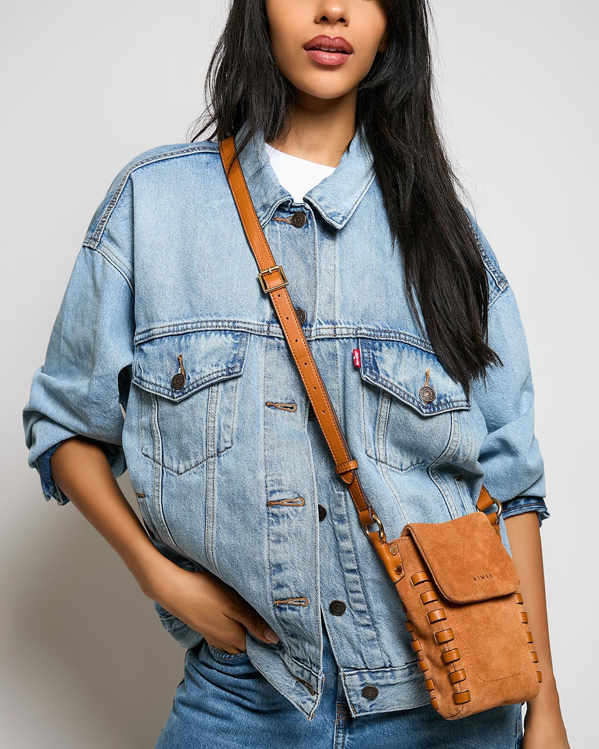 Rustic Zen Phone Crossbody Designer Leather Handbag For Women