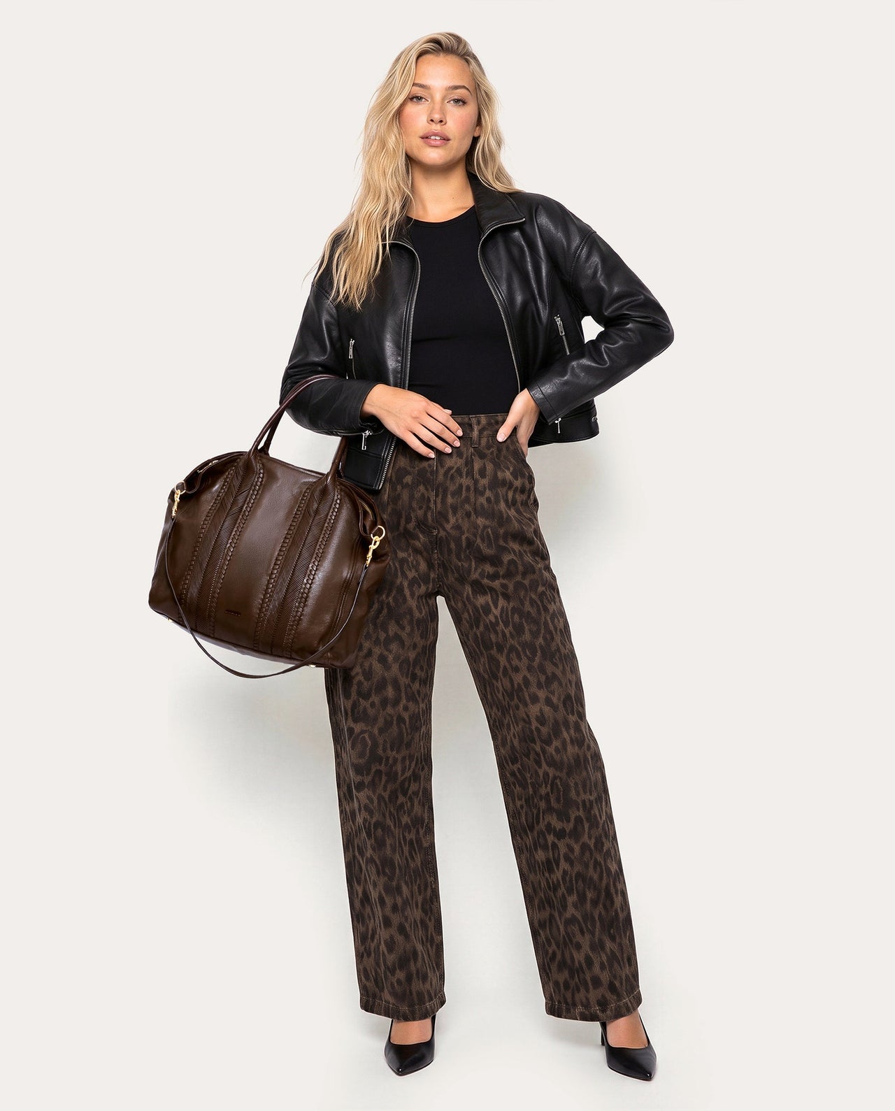 All For Love Convertible Tote - Fudge - on model