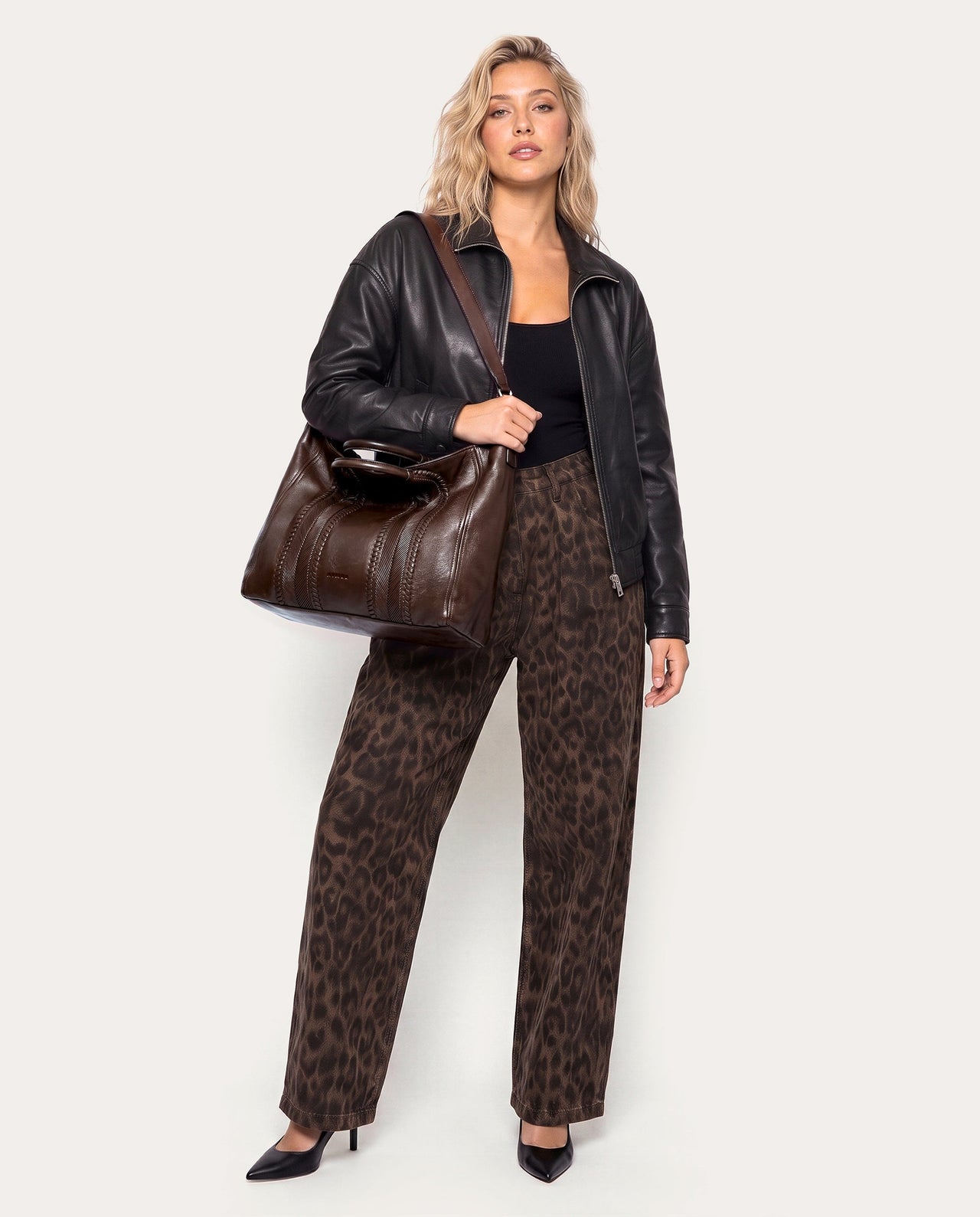 All For Love Convertible Tote - Fudge - on model
