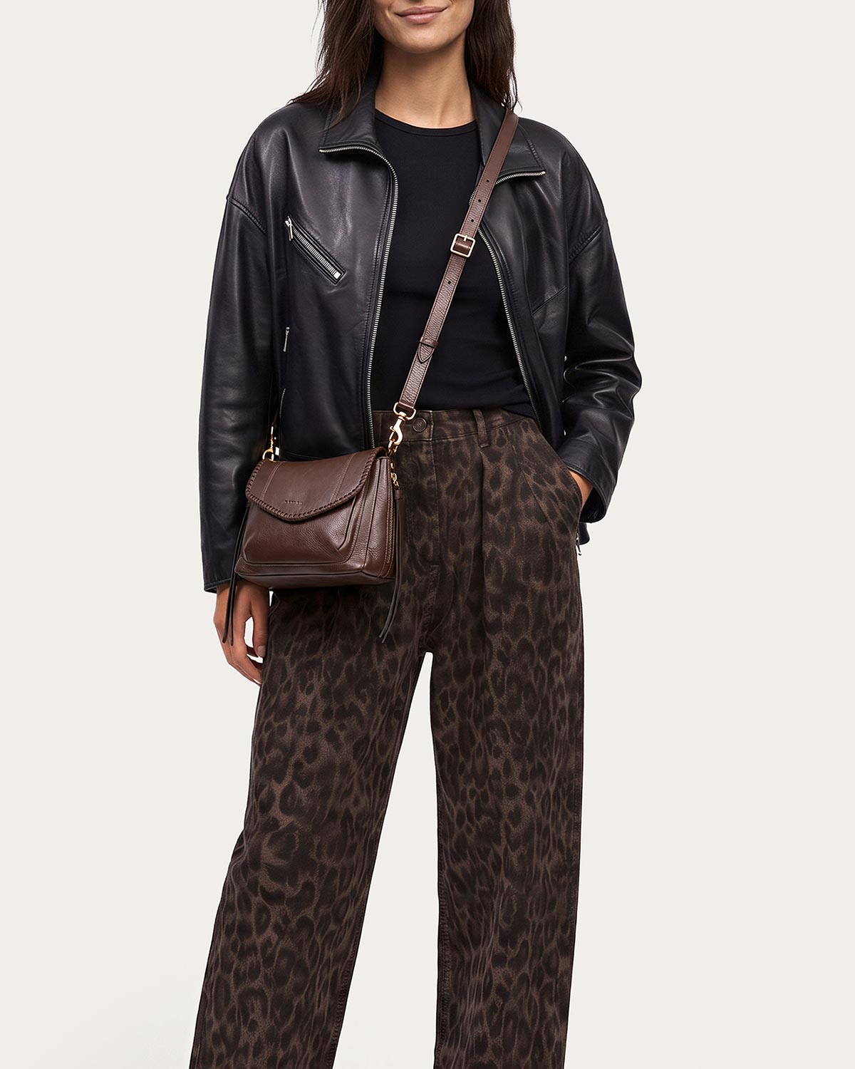 All For Love Mini Crossbody - Fudge - on model