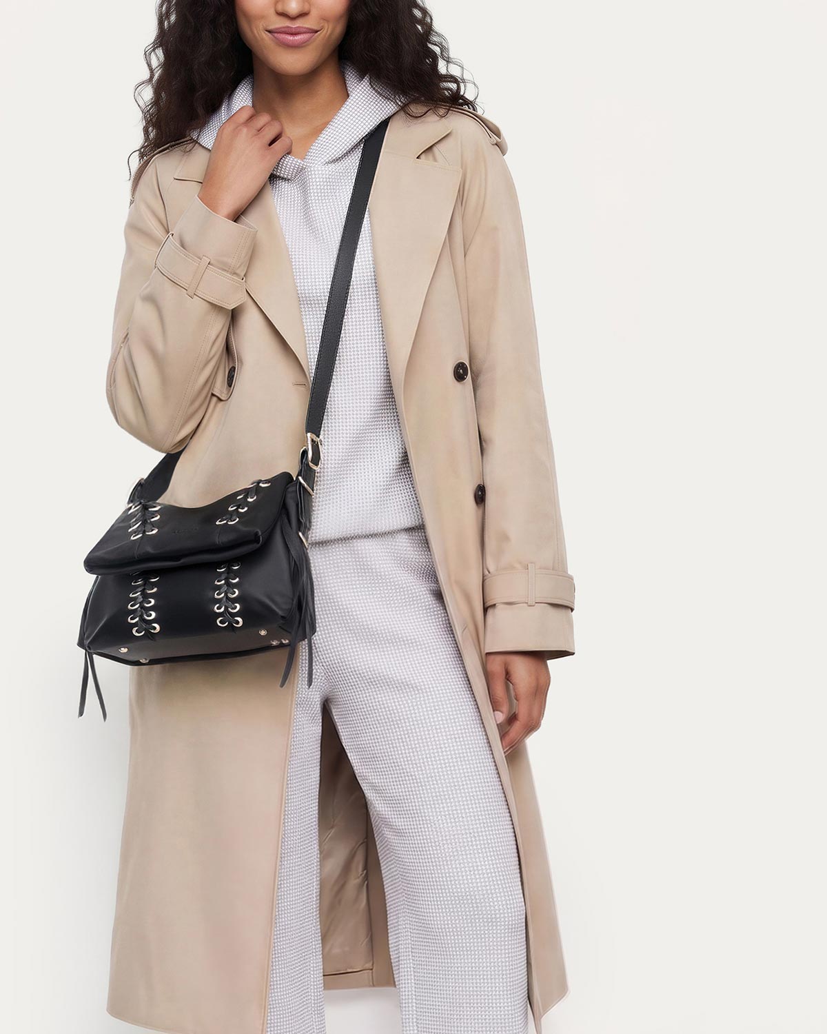 Lace Up Double Entry Crossbody