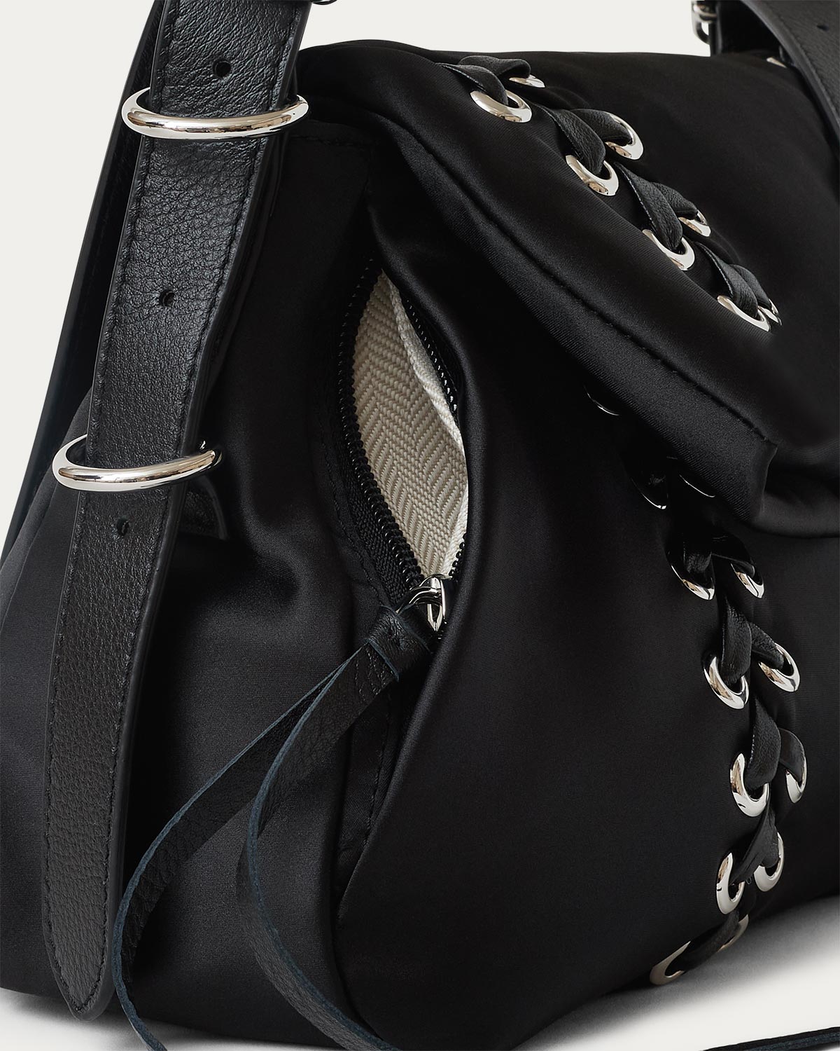 Lace Up Double Entry Crossbody
