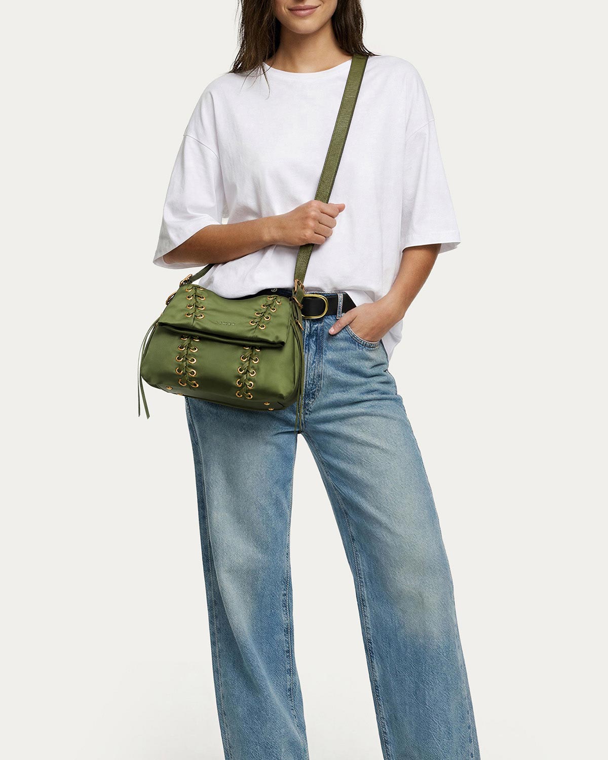 Lace Up Double Entry Crossbody