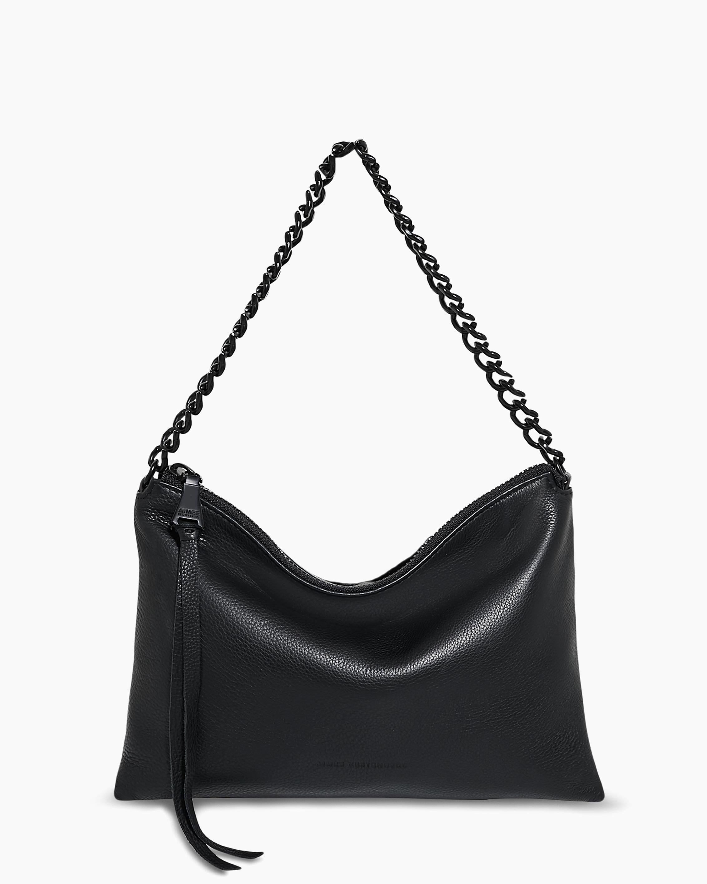 Black Mystro Heart Chain Convertible Crossbody Designer Leather