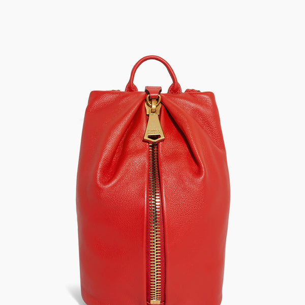Quilted Amy Red Leather Backpack Long & Son Ladies Faux Leather V Quilted Adjustable Straps  main image 4