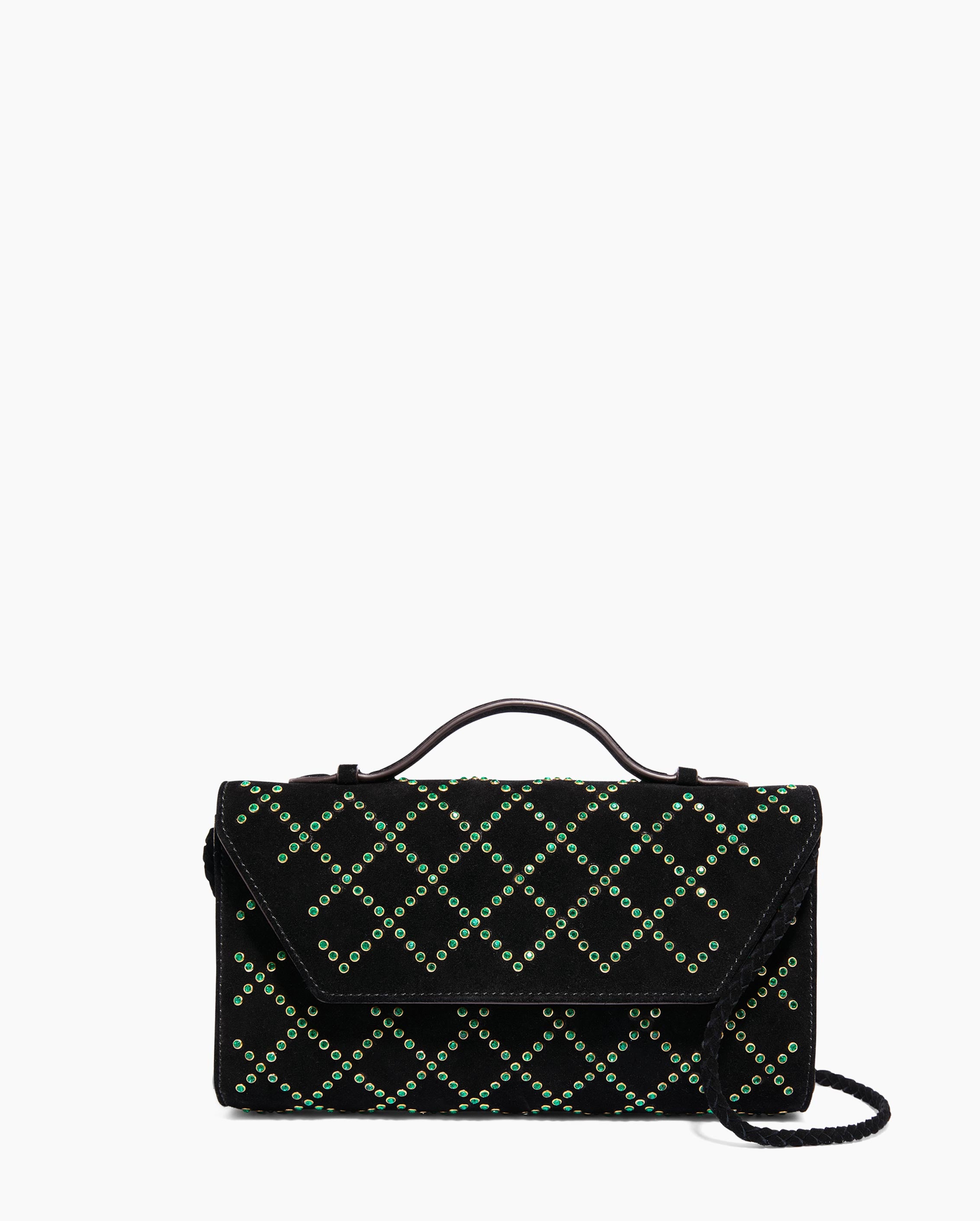 Emerald Chelsea Convertible Clutch Designer Leather Handbag For