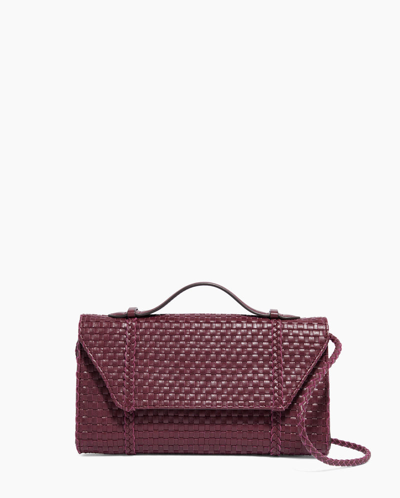 Aimee Kestenberg Chelsea Woven Lether Convertible Clutch Royal Plum