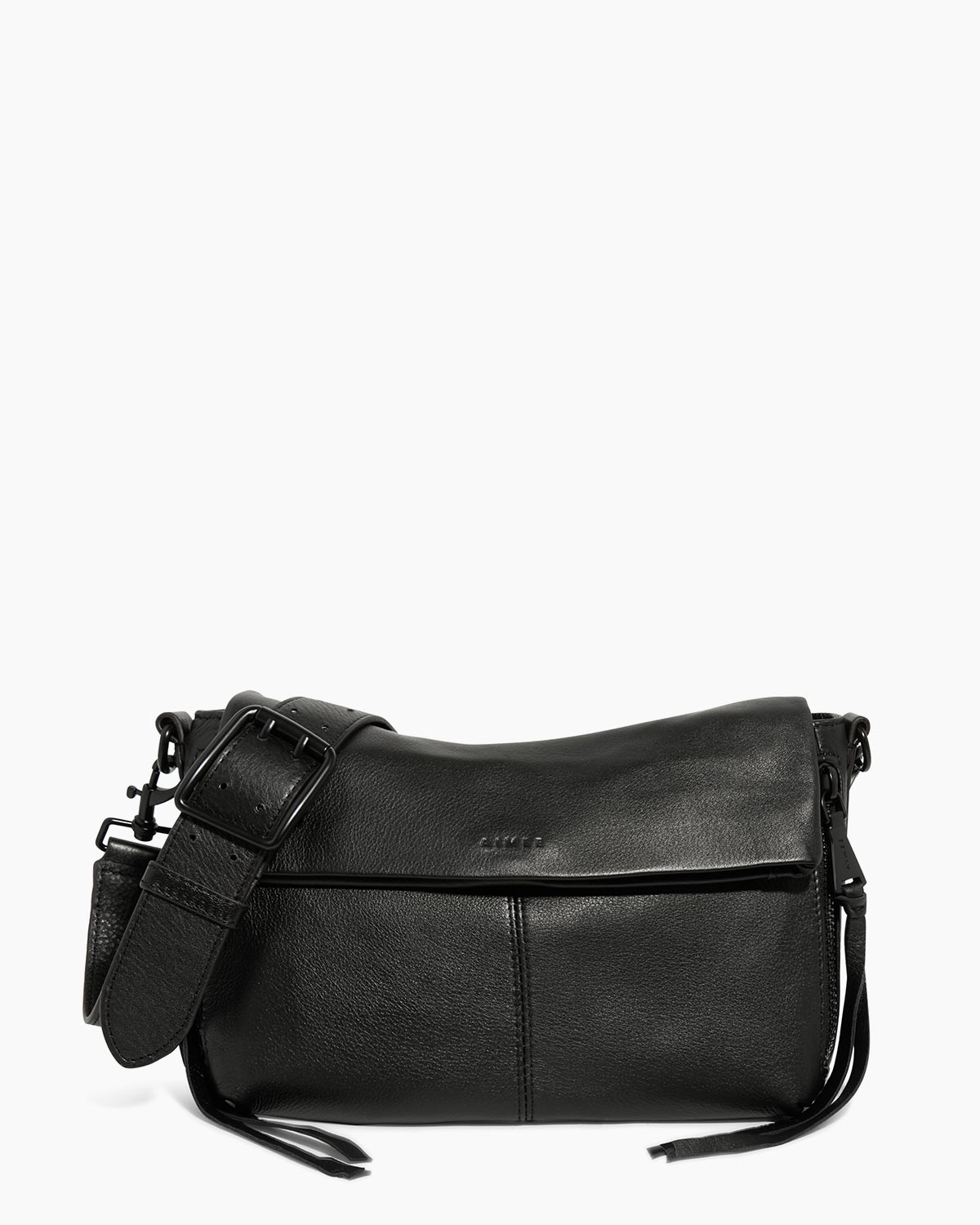 Black Bali Double Entry Crossbody Designer Leather Handbag For