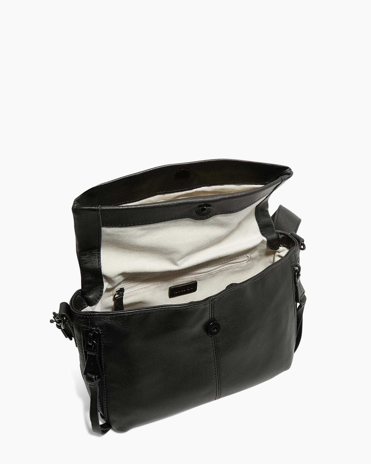 Black Bali Double Entry Crossbody Designer Leather Handbag For