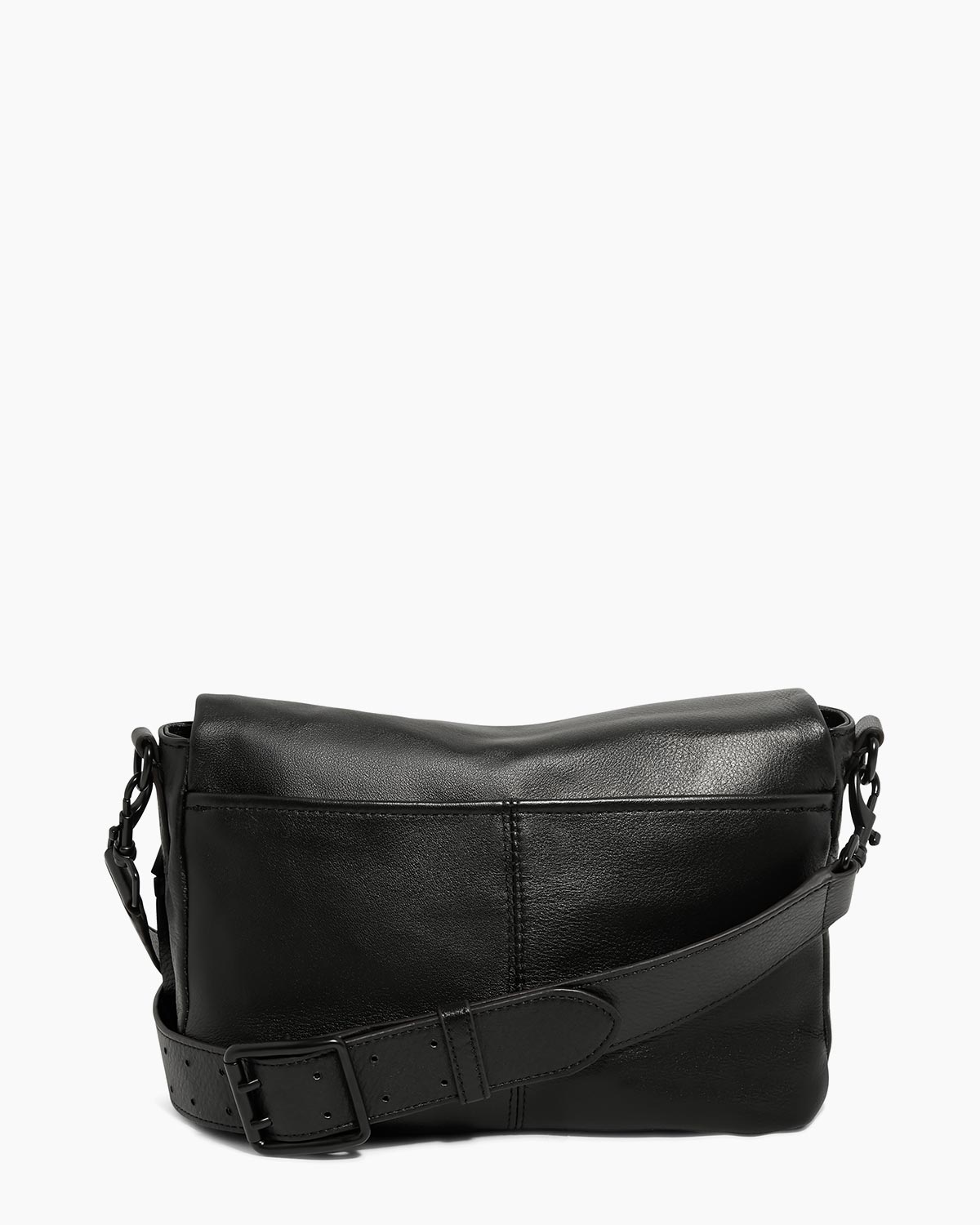 Black Bali Double Entry Crossbody Designer Leather Handbag For