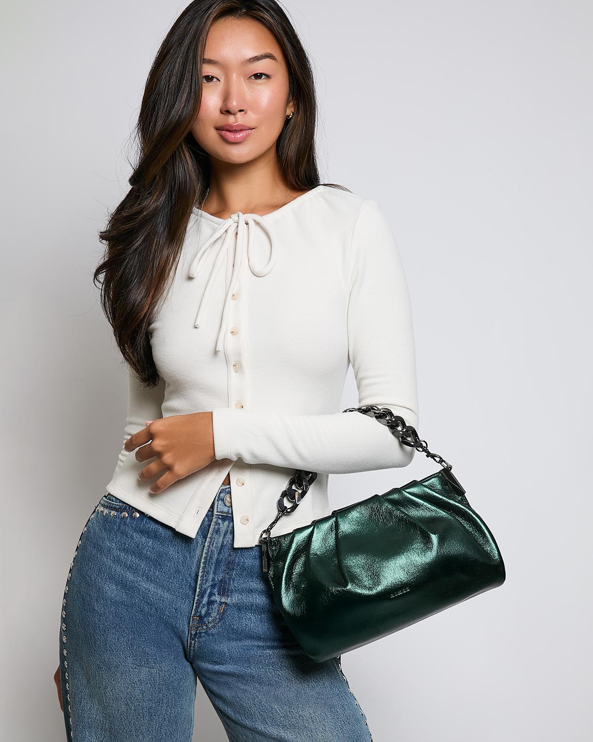 Metallic Chill Out Clutch Designer Leather Handbag For Women