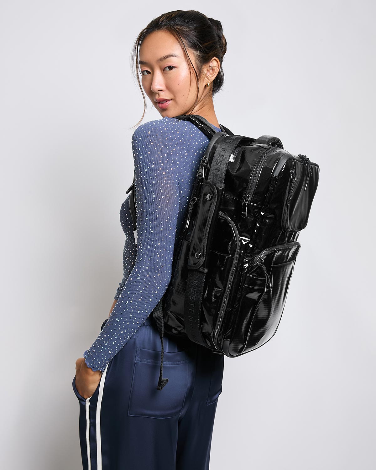 Black Dakota Nylon Backpack Designer Leather Handbag For Women