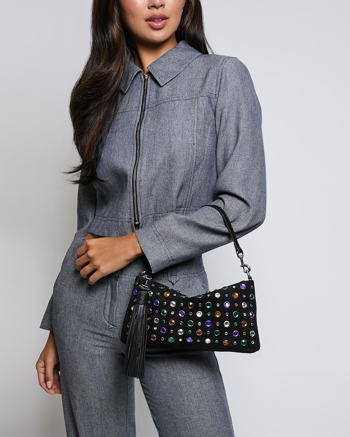 Multi Onyx Hour Zip Clutch Designer Leather Handbag For Women