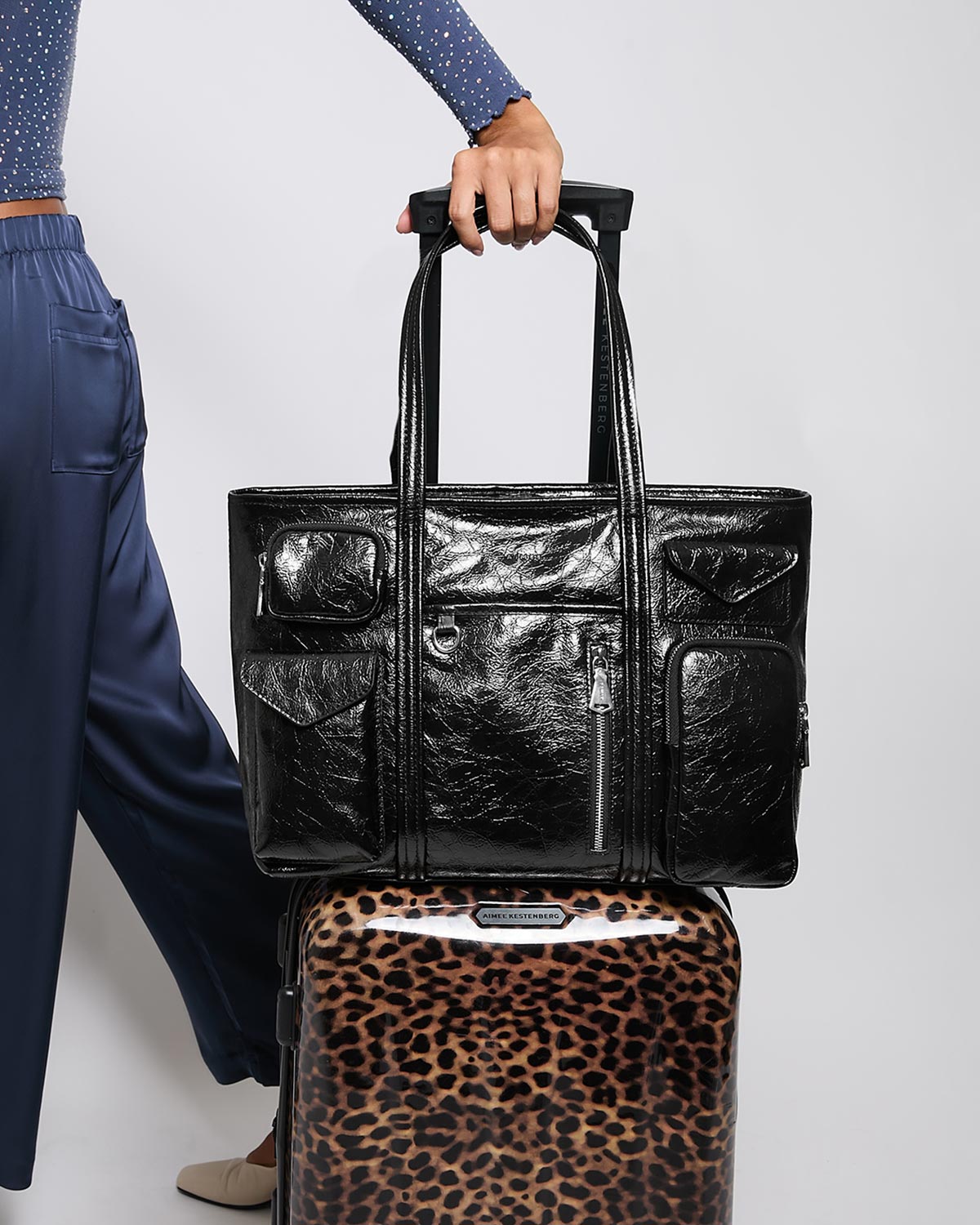 Black Renegade Large Laptop Tote Designer Leather Handbag For