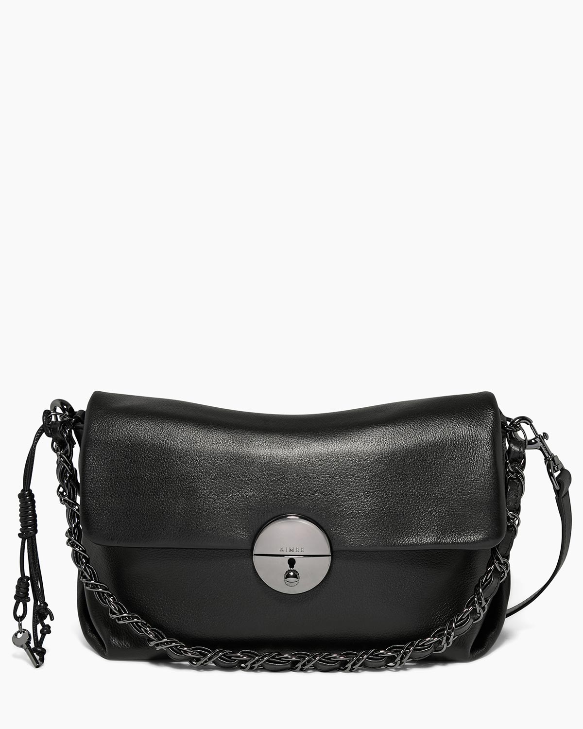 Black Ricci Convertible Shoulder Designer Leather Handbag For