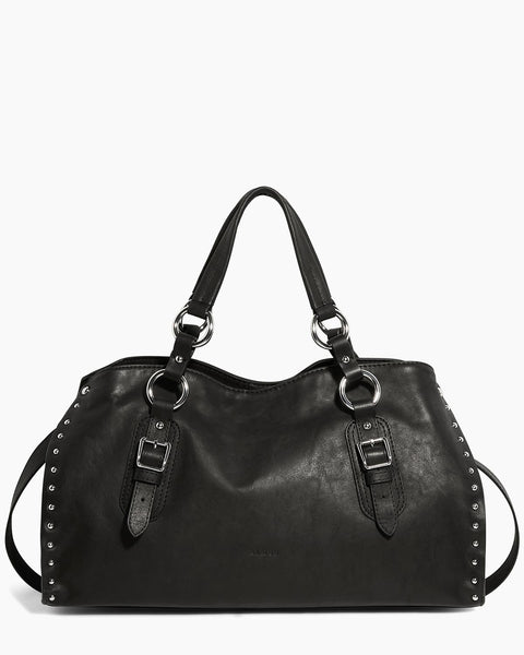 Black Rodeo Large Satchel Designer Leather Handbag For Women
