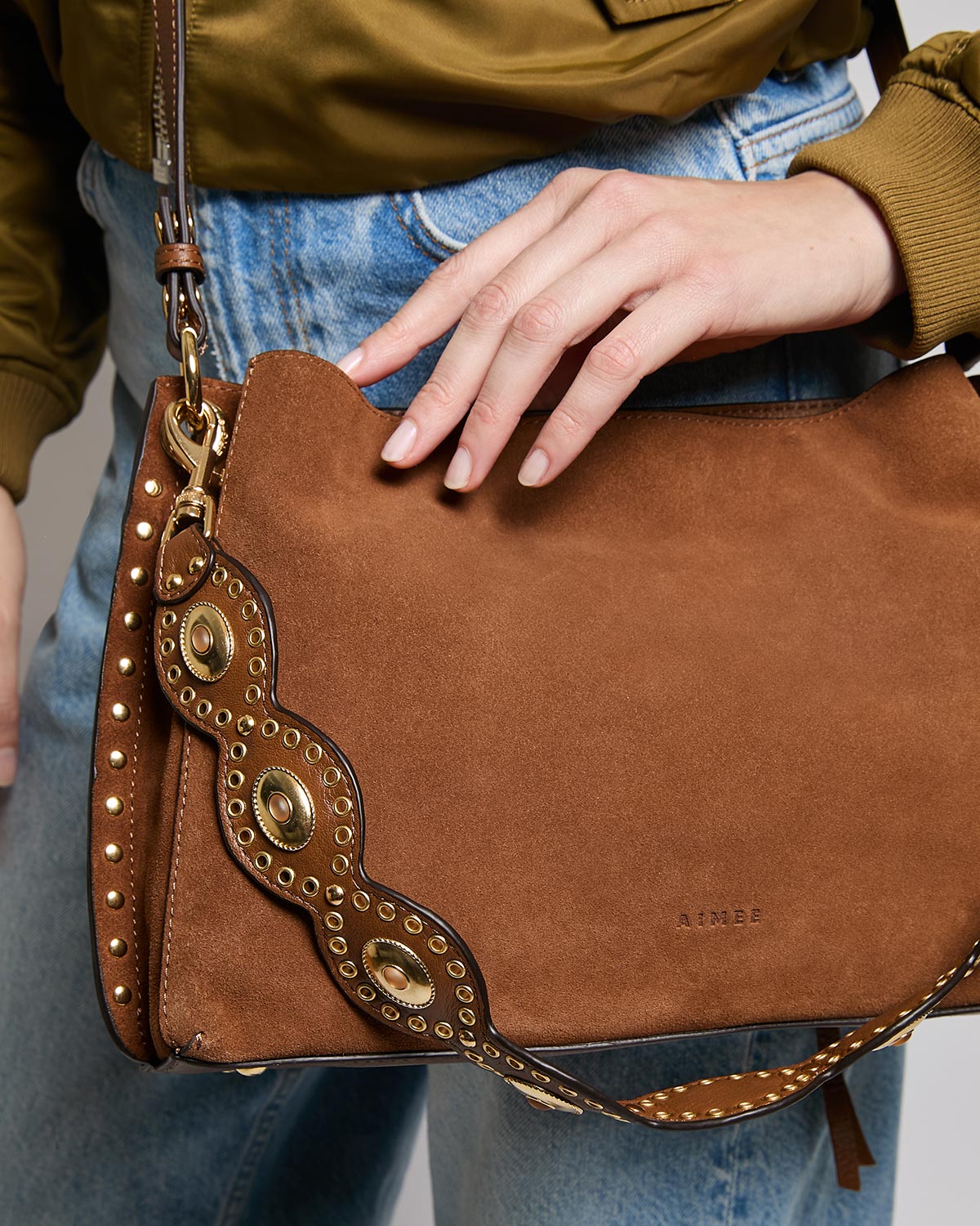 Chestnut Roma Double Entry Shoulder Designer Leather Handbag For