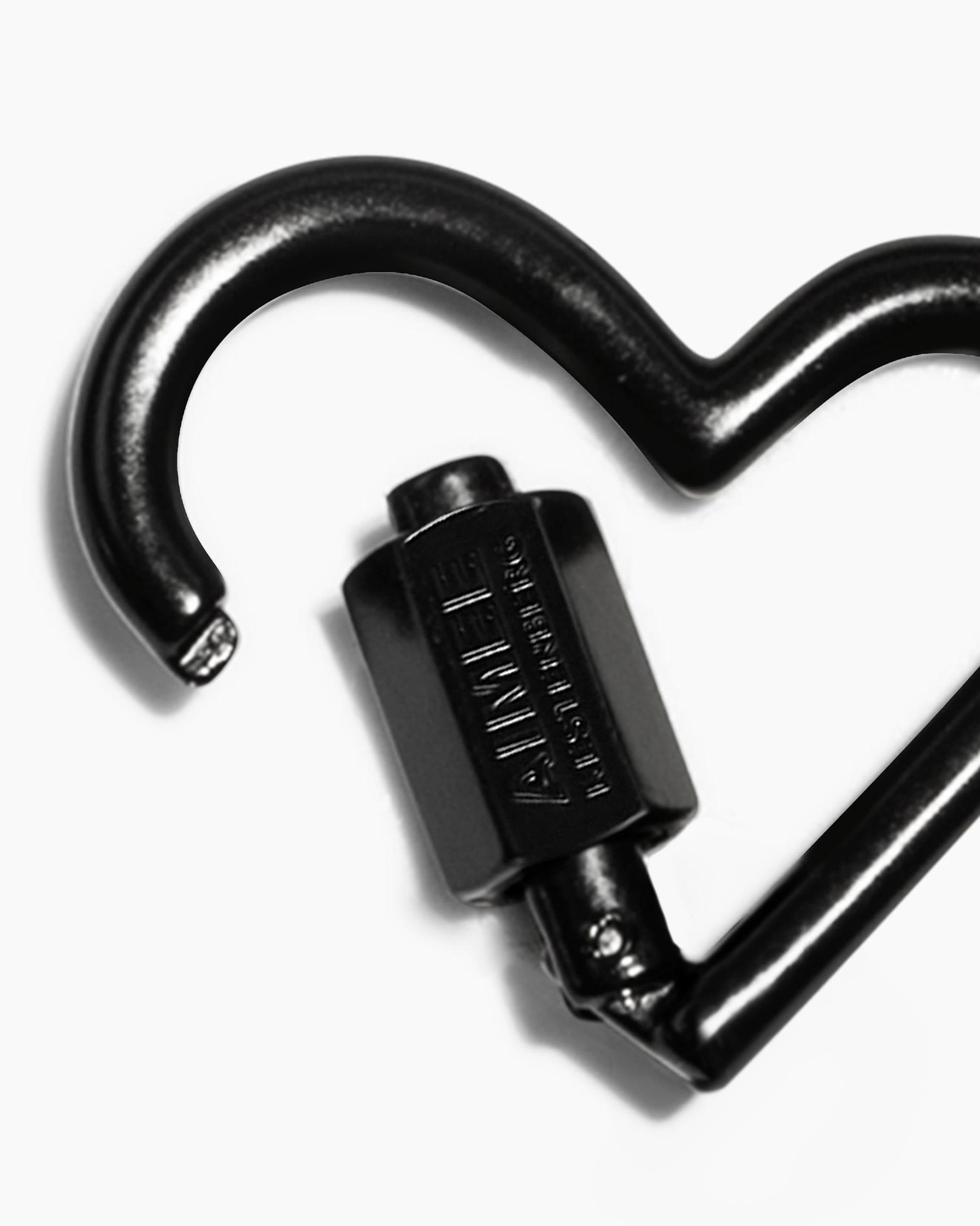 Black It's A Love Thing Heart Carabiner Designer Leather Handbag