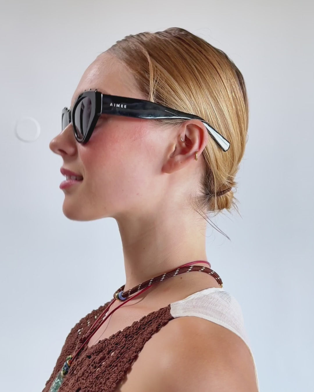 Black Stud Styler Cat Eye Sunglasses| AIMEE by Aimee Kestenberg