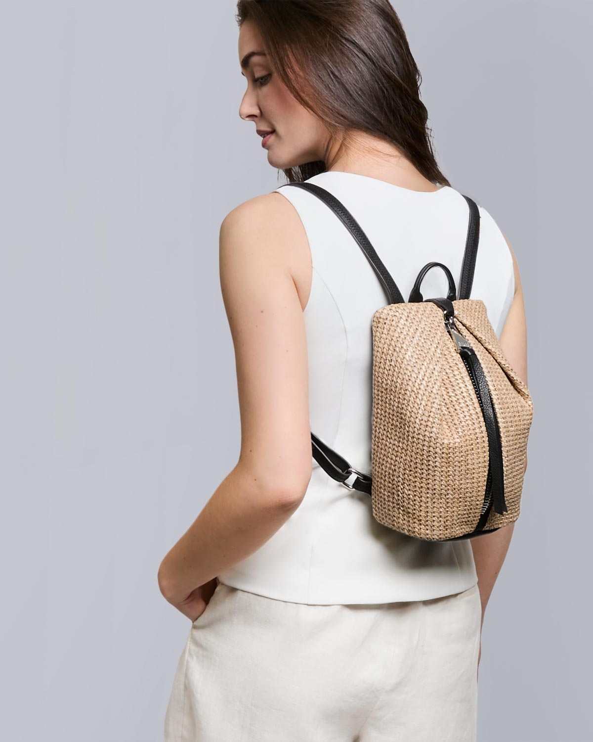 Tamitha Raffia Mini Backpack