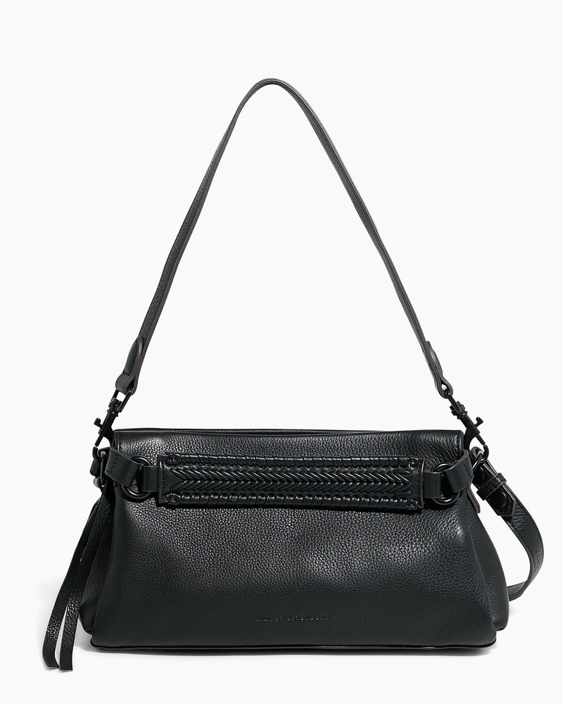 A black All For Love Convertible Leather Crossbody Bag & Clutch Purse from Aimee Kestenberg on a white background. 