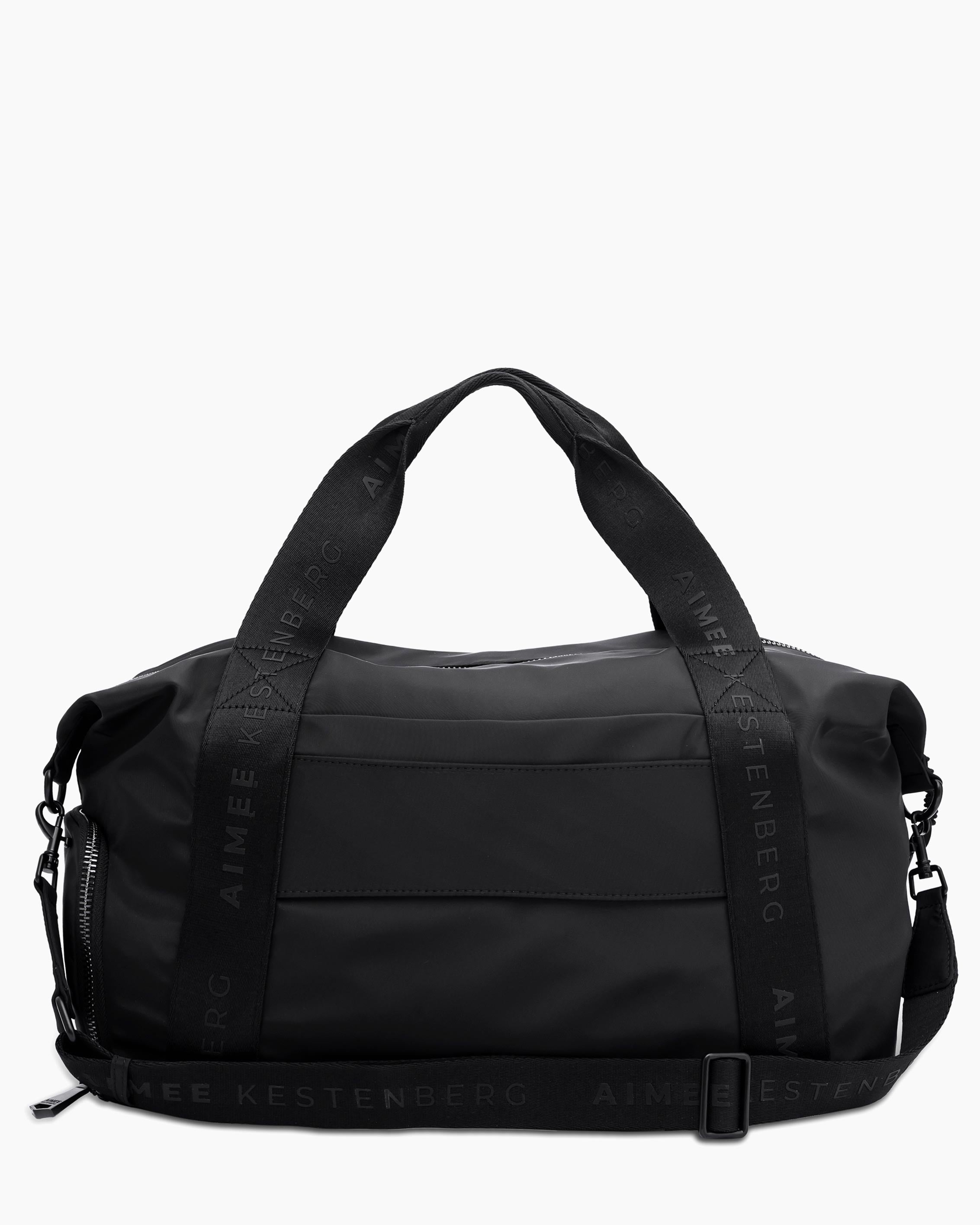 Black Nylon Duffle Designer Leather Handbag For Women | AIMEE by