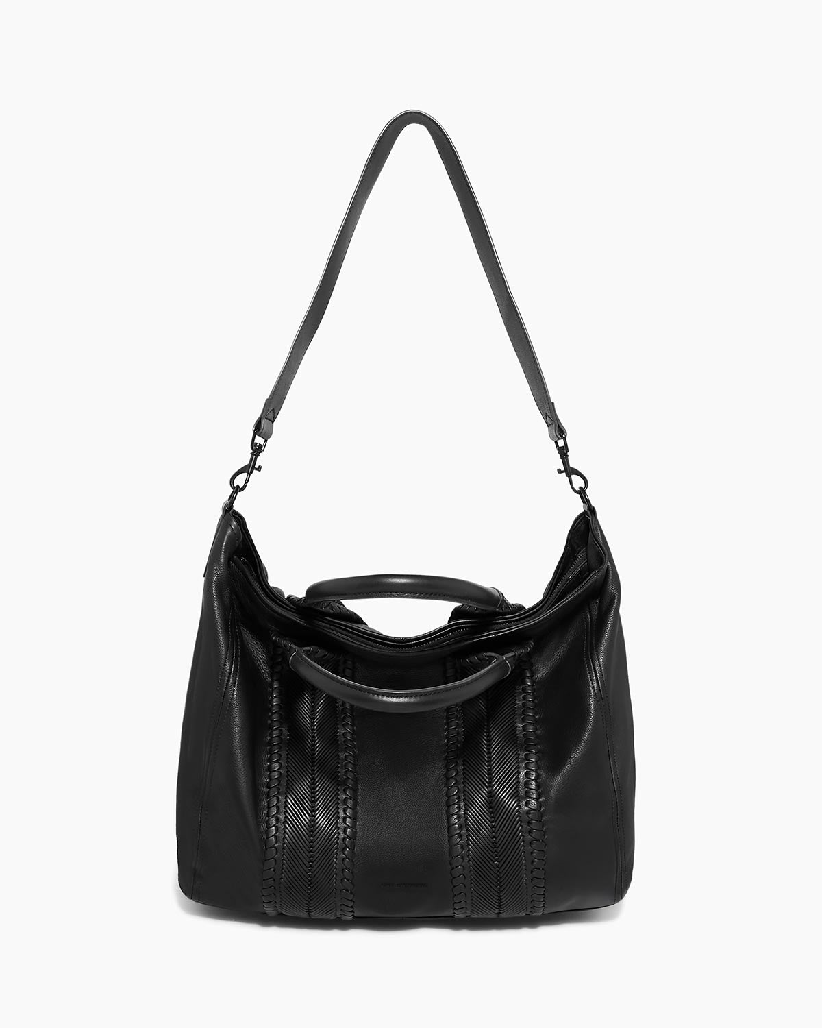 Black All For Love Convertible Zip Top Tote Designer Leather