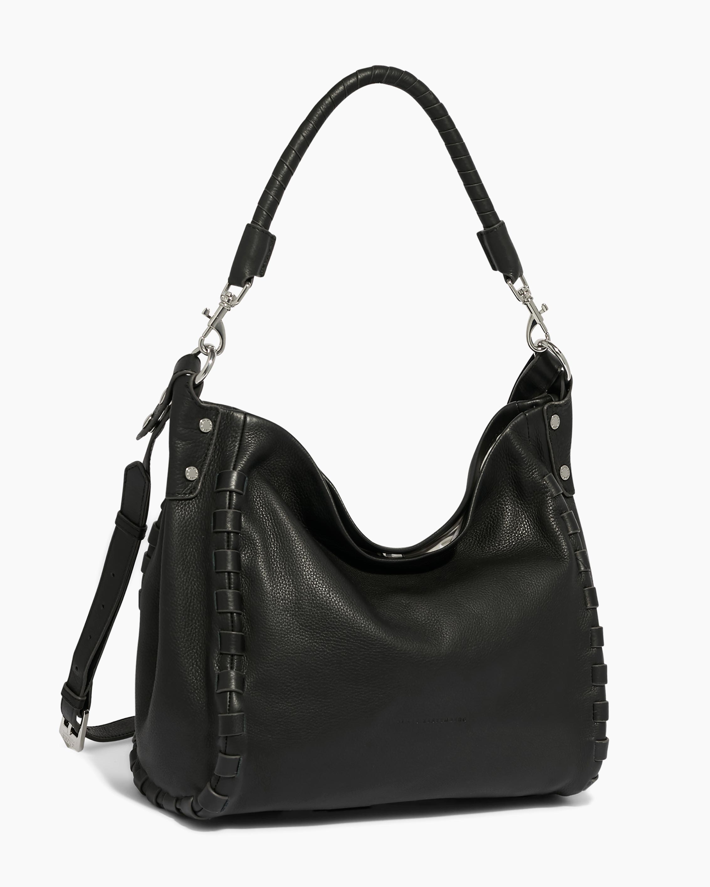 Black Zen Hobo Designer Leather Handbag For Women | AIMEE by Aimee