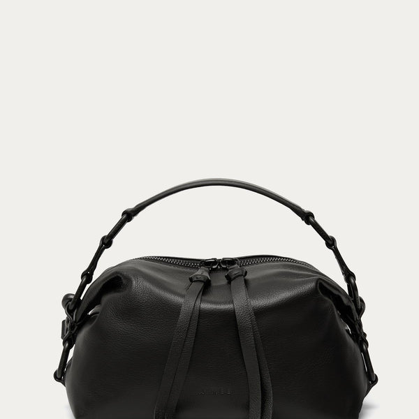 Black Dumpling Convertible Handheld Designer Leather Handbag For