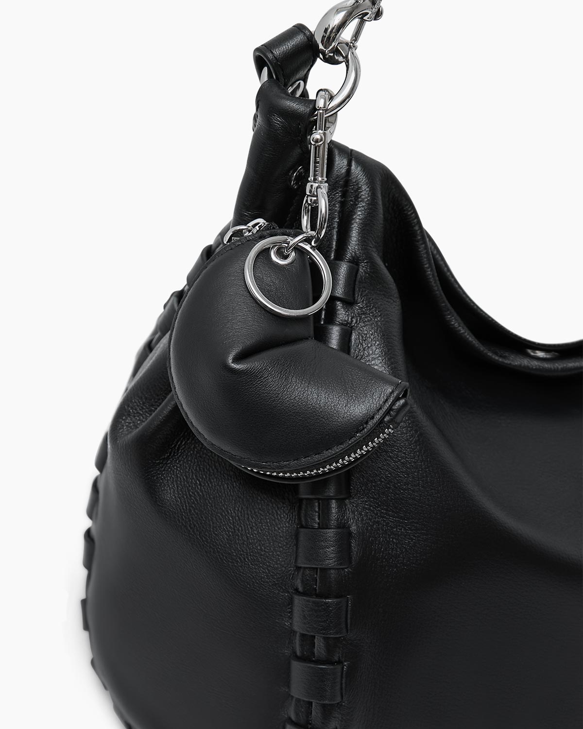 Black Fortune Zip Charm Designer Leather Handbag For Women | AIMEE