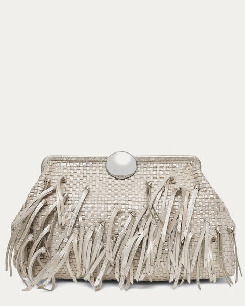 Metallic Full Circle Novelty XL Clutch Designer Leather Handbag