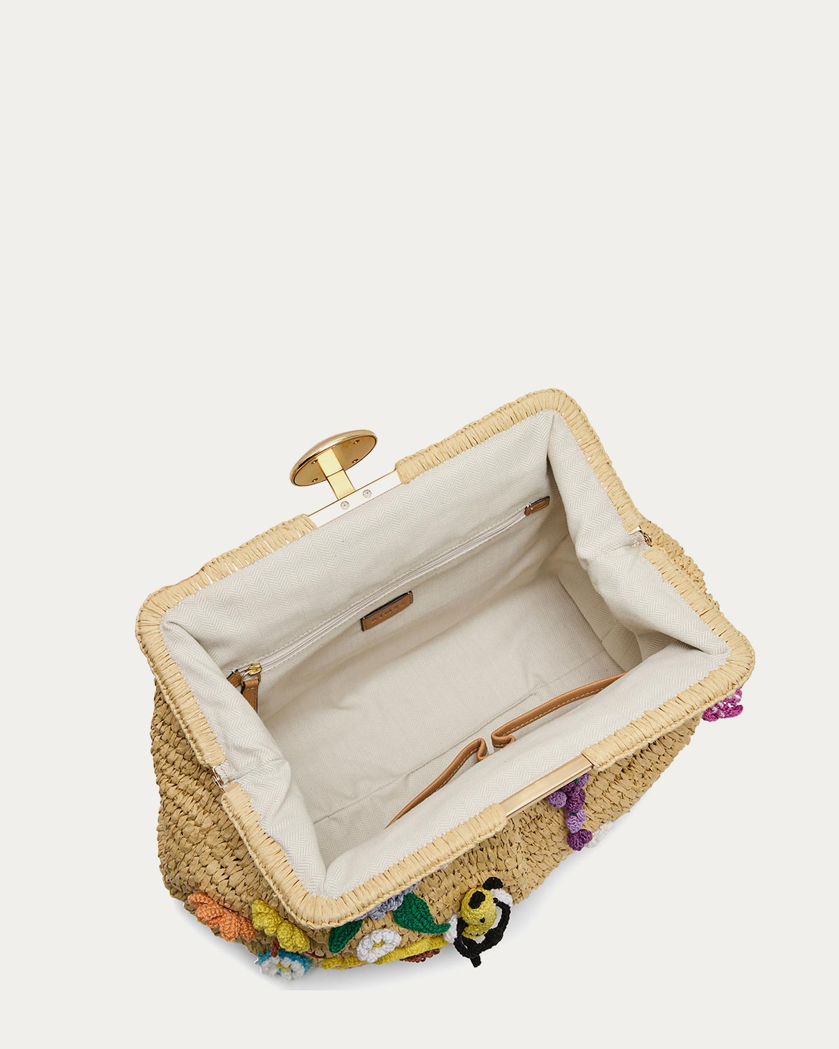 Raffia Full Circle Novelty XL Clutch Designer Leather Handbag For