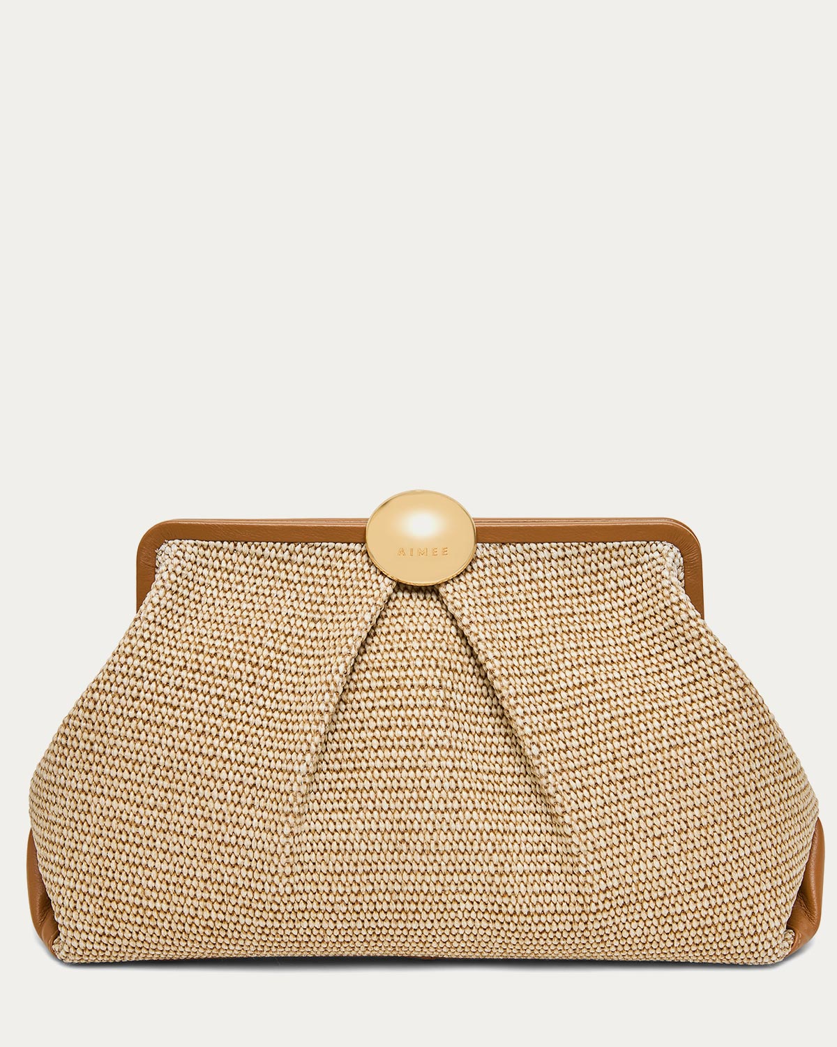 Raffia Full Circle XL Clutch Designer Leather Handbag For Women