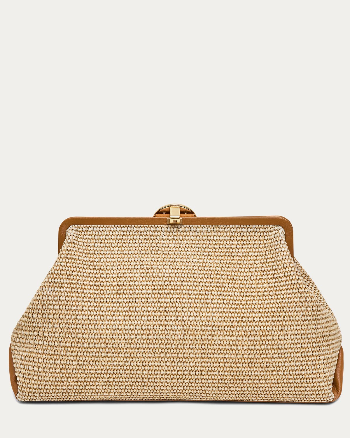 Raffia Full Circle XL Clutch Designer Leather Handbag For Women